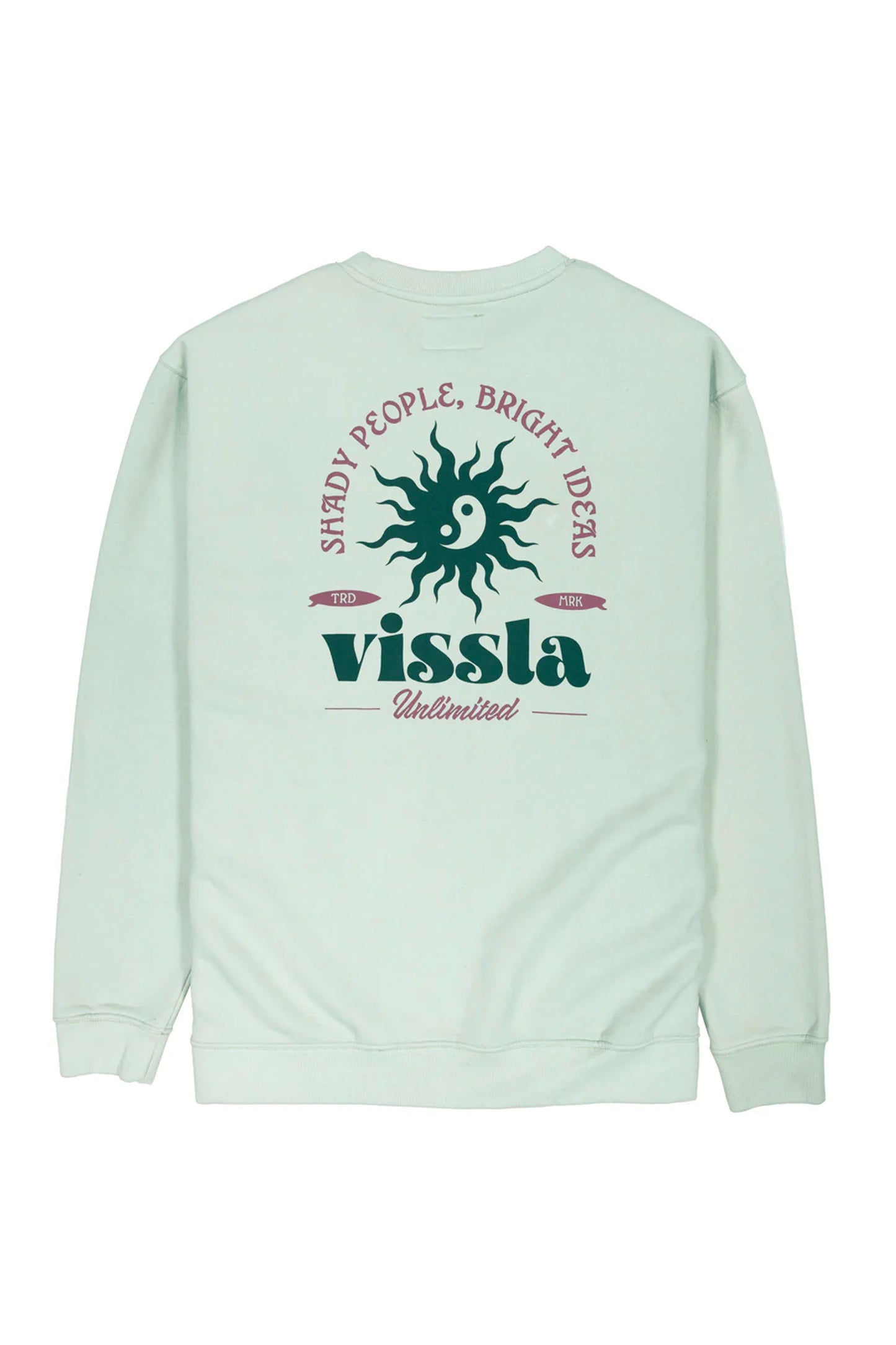 VISSLA Bright Ideas eco fleece crewneck in garment-dyed recycled polyester and cotton