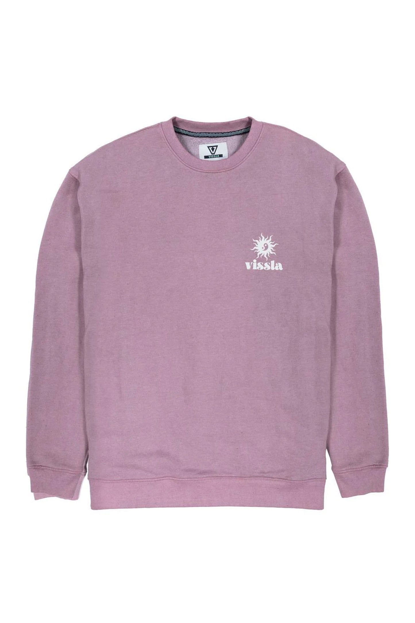 VISSLA Bright Ideas eco fleece crewneck in garment-dyed recycled polyester and cotton