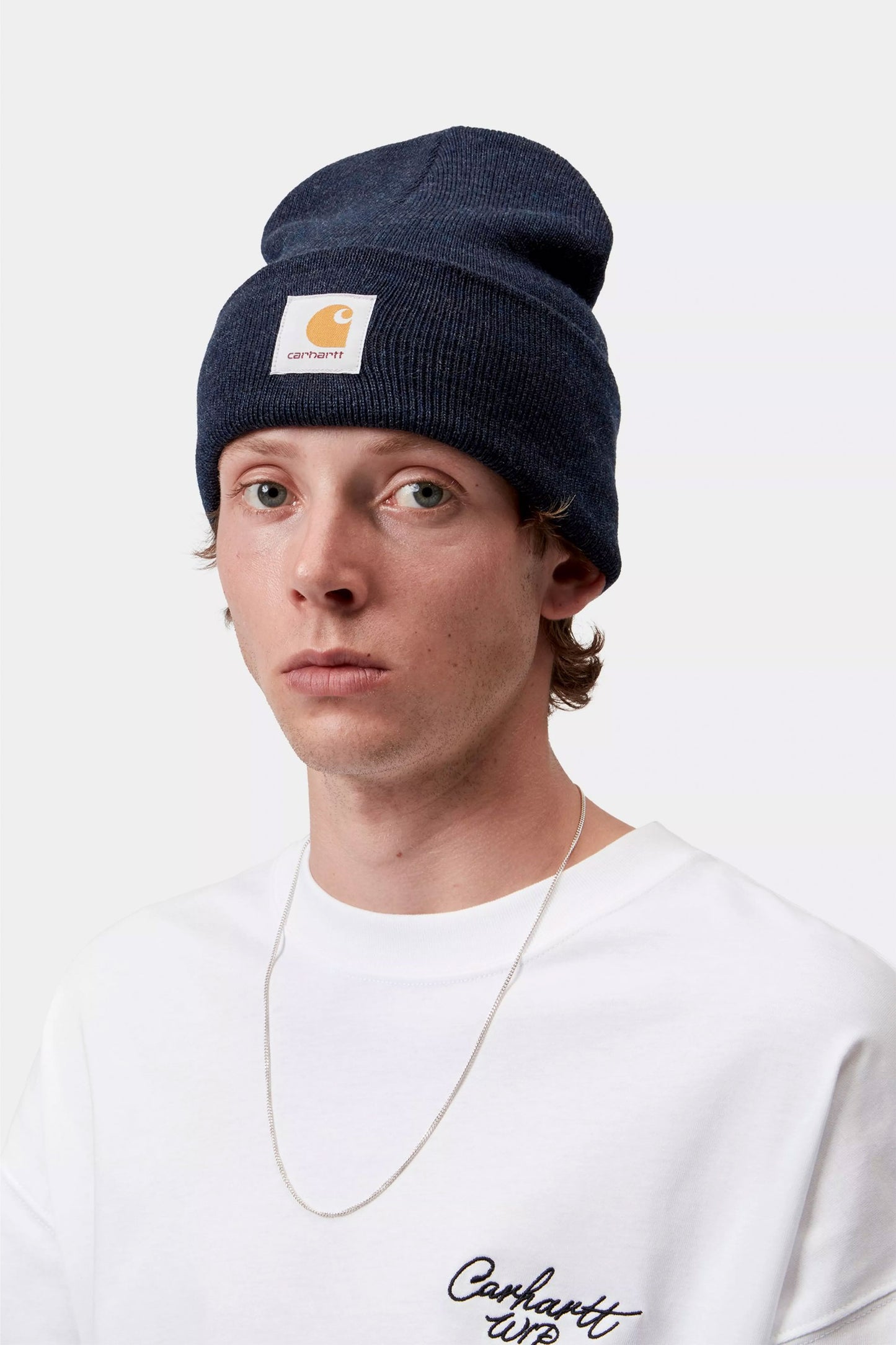 Pukas Surf Shop Carhartt WIP stretch rib-knit beanie in dark navy heather