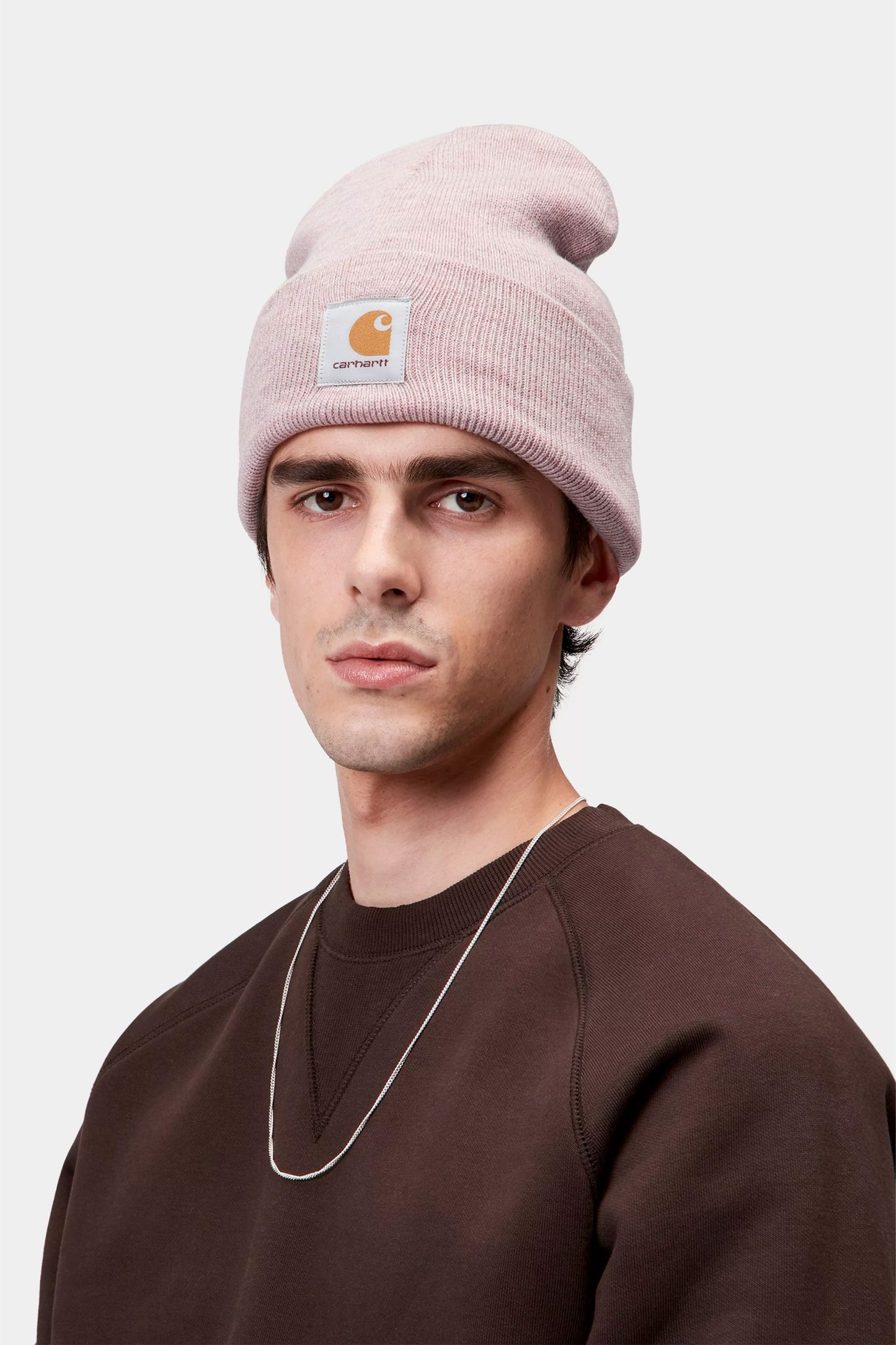 Pukas Surf Shop Carhartt Wip rib knit beanie in Glassy Pink Heather