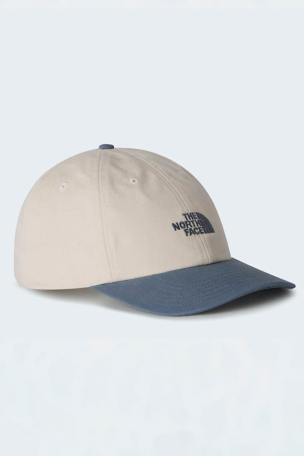 The North Face Roomy Norm Hat in Granite Grey and White — relaxed fit structured cap with TNF logo, lifestyle surf style
