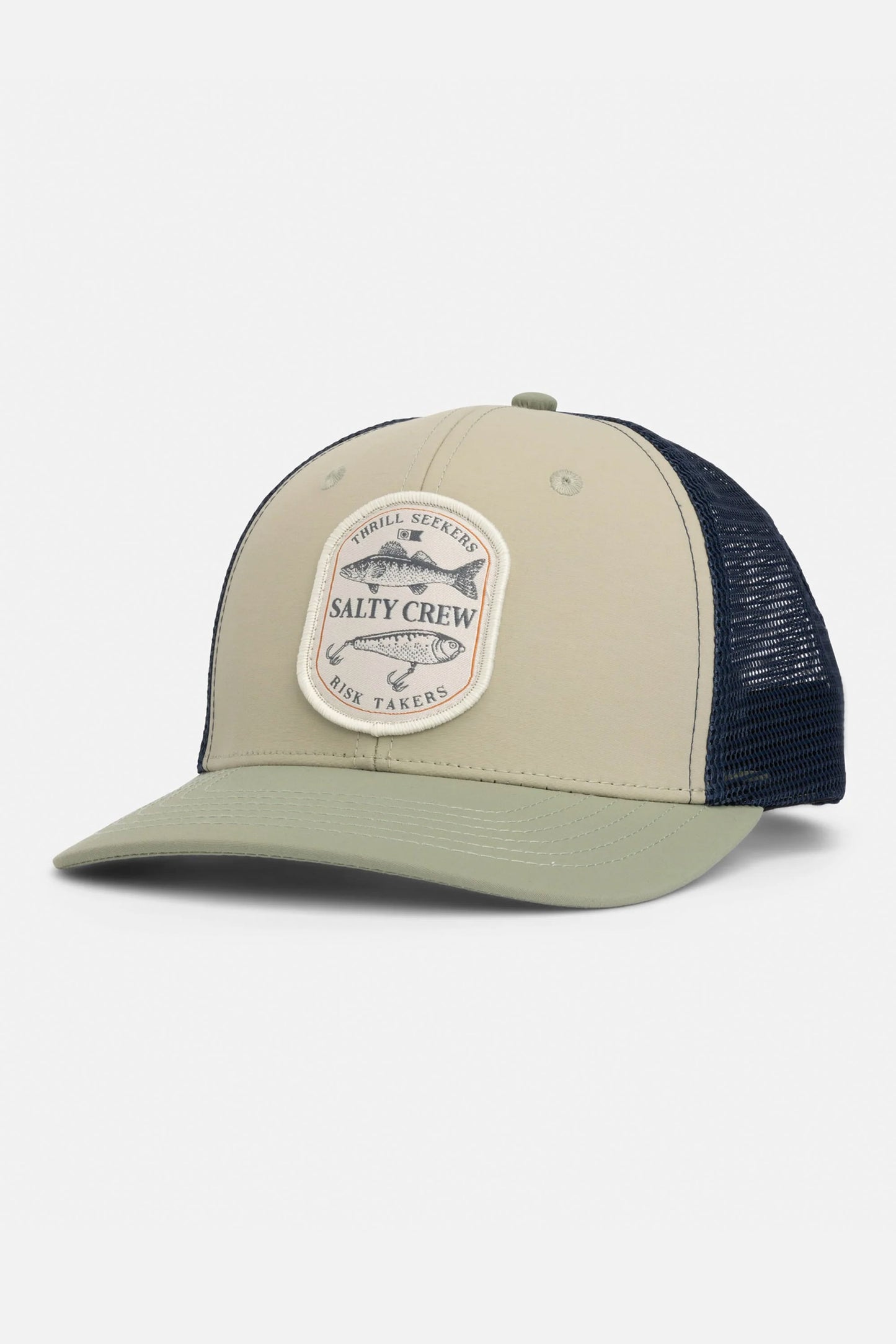 Pukas Surf Shop Salty Crew mesh snapback cap in oil green & blue