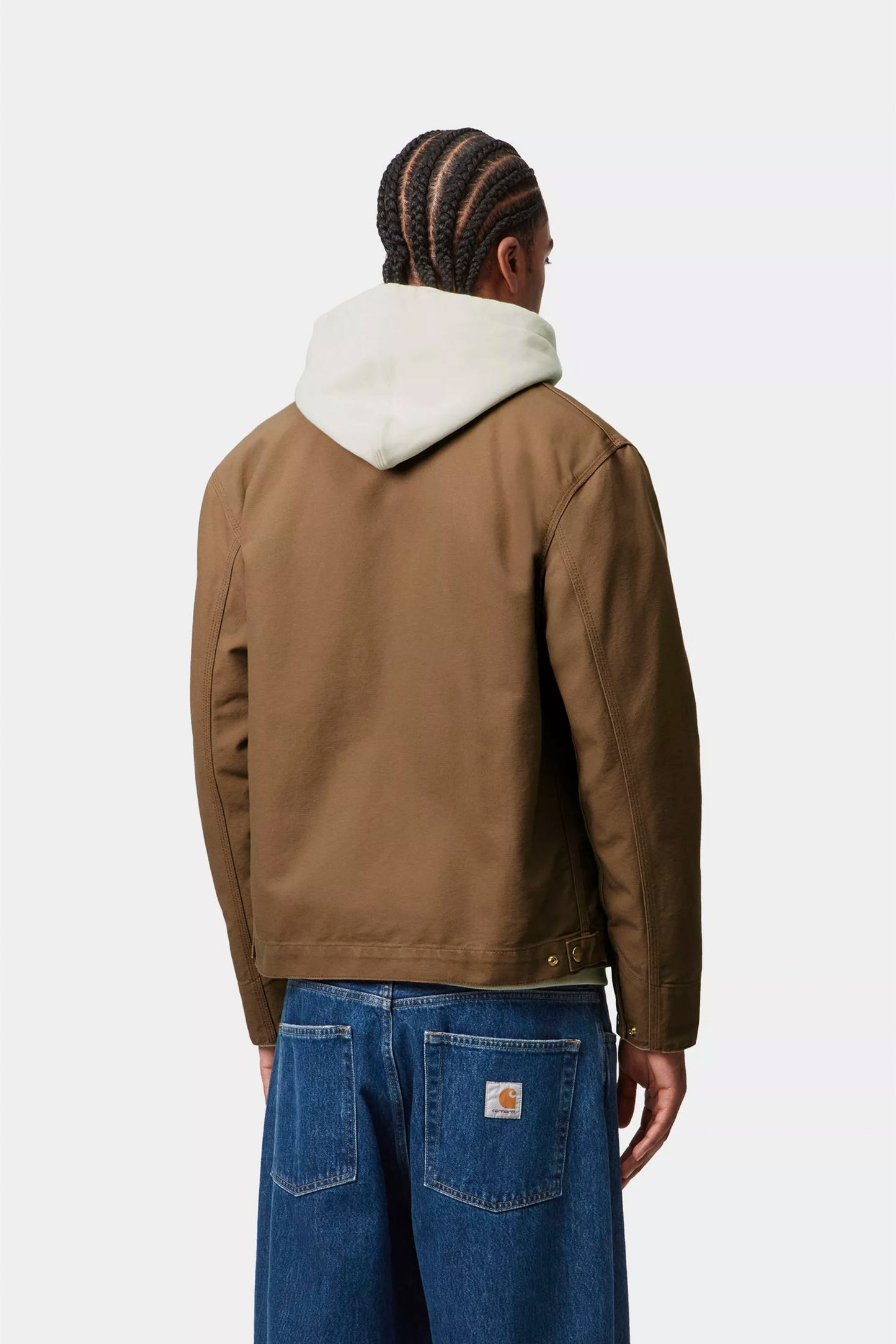 Carhartt WIP Detroit Jacket in hamilton brown - back view showing heavyweight Dearborn Canvas construction