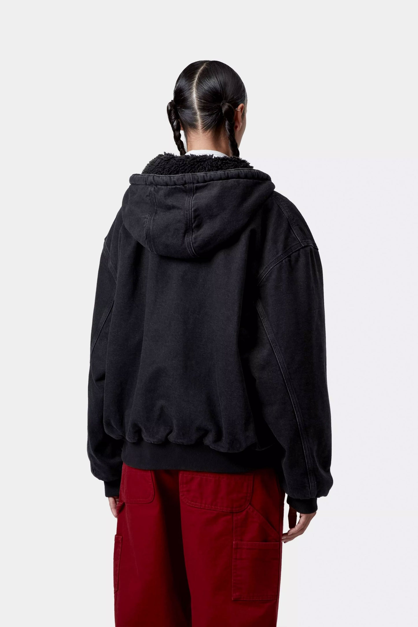 Pukas Surf Shop Carhartt WIP stone washed denim jacket with hood in black
