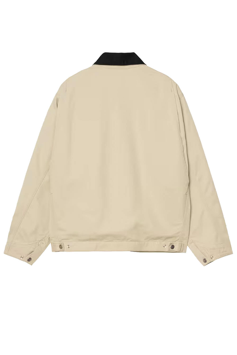 Beige jacket with black collar on a white background