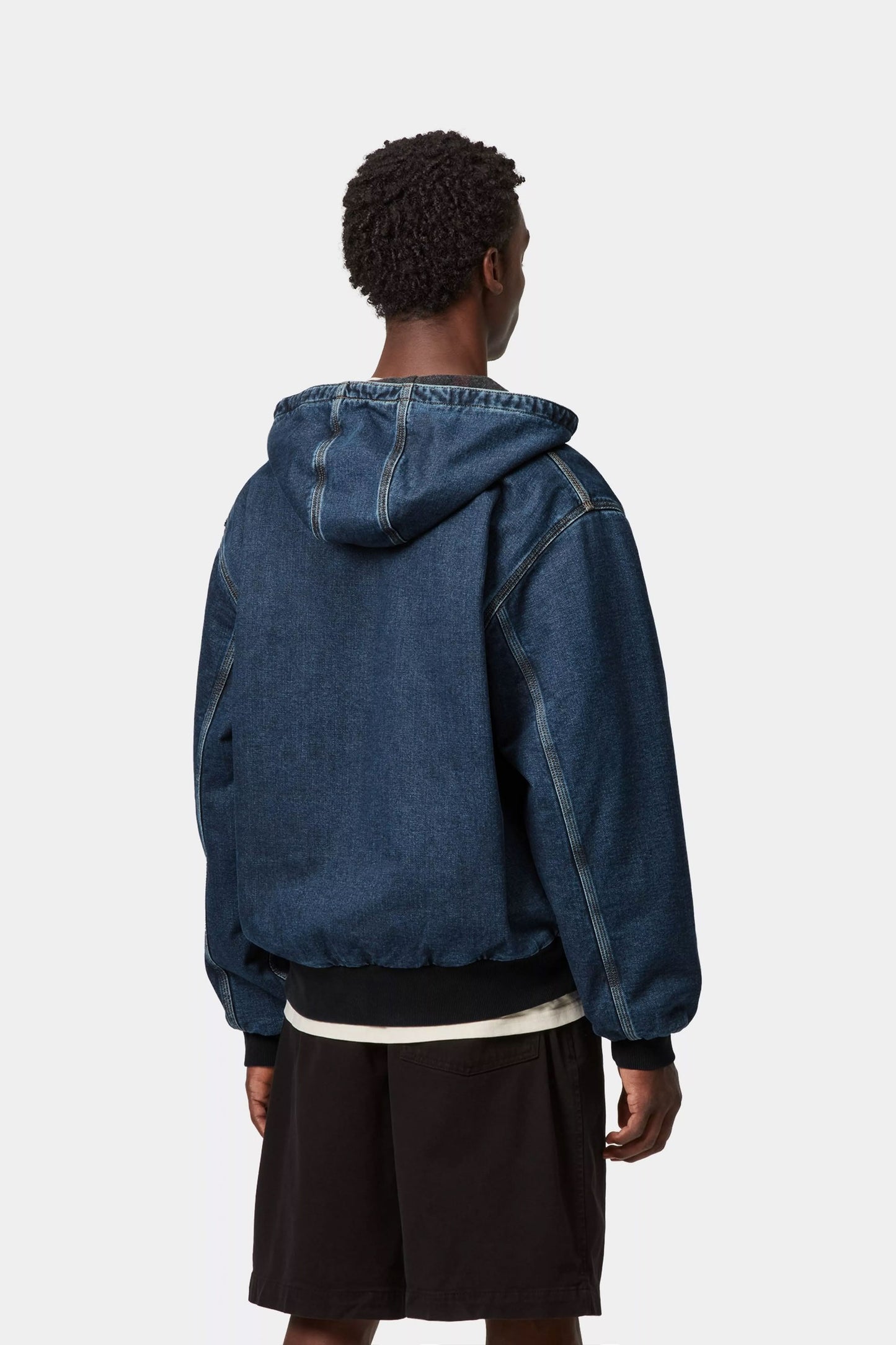 Pukas Surf Shop Carhartt Wip hooded quilted jacket in blue stone washed