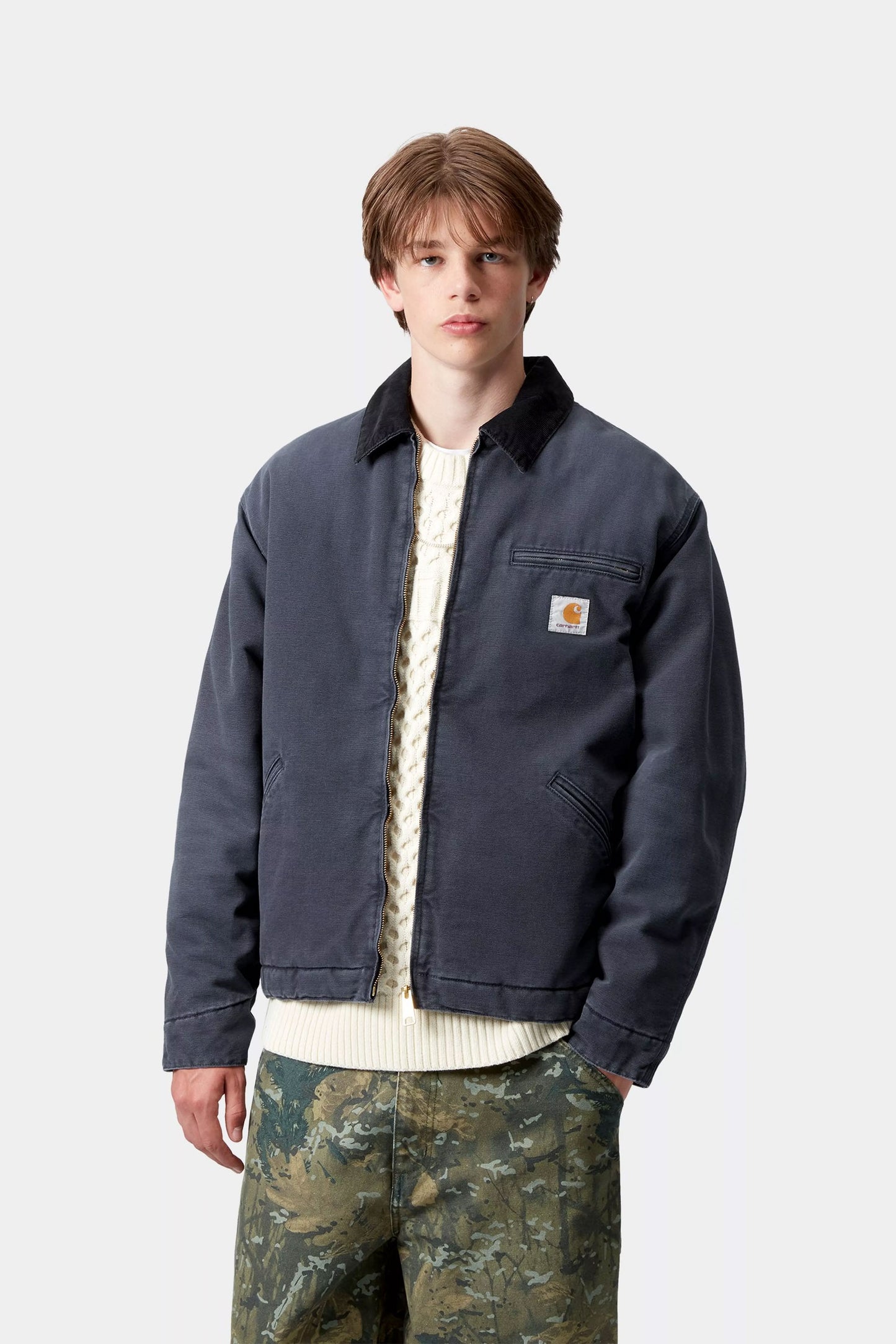 Pukas Surf Shop Carhartt Wip chore canvas jacket in dark navy and black