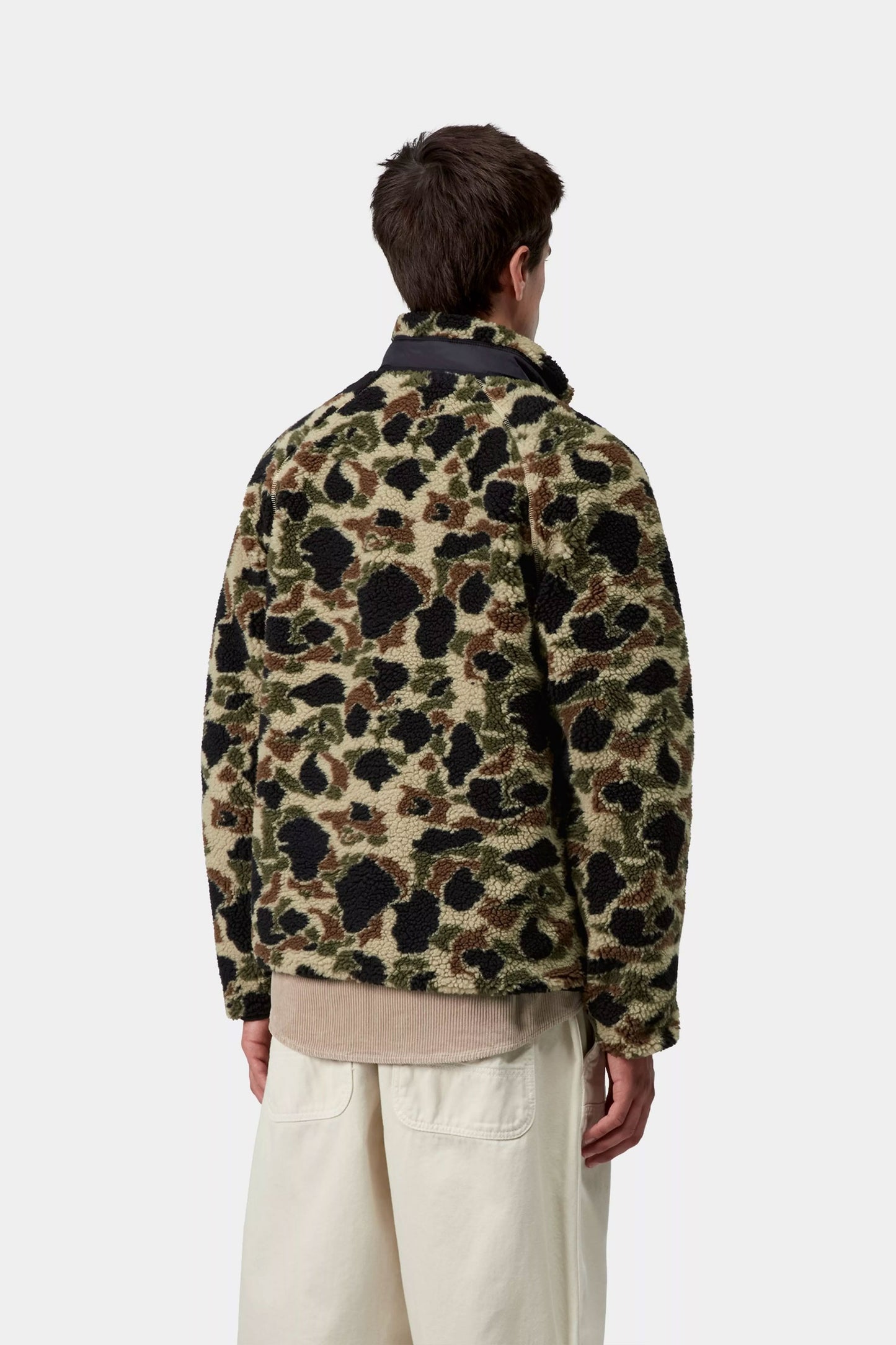 Pukas Surf Shop Carhartt WIP camo duck jacquard fleece liner jacket in green/black