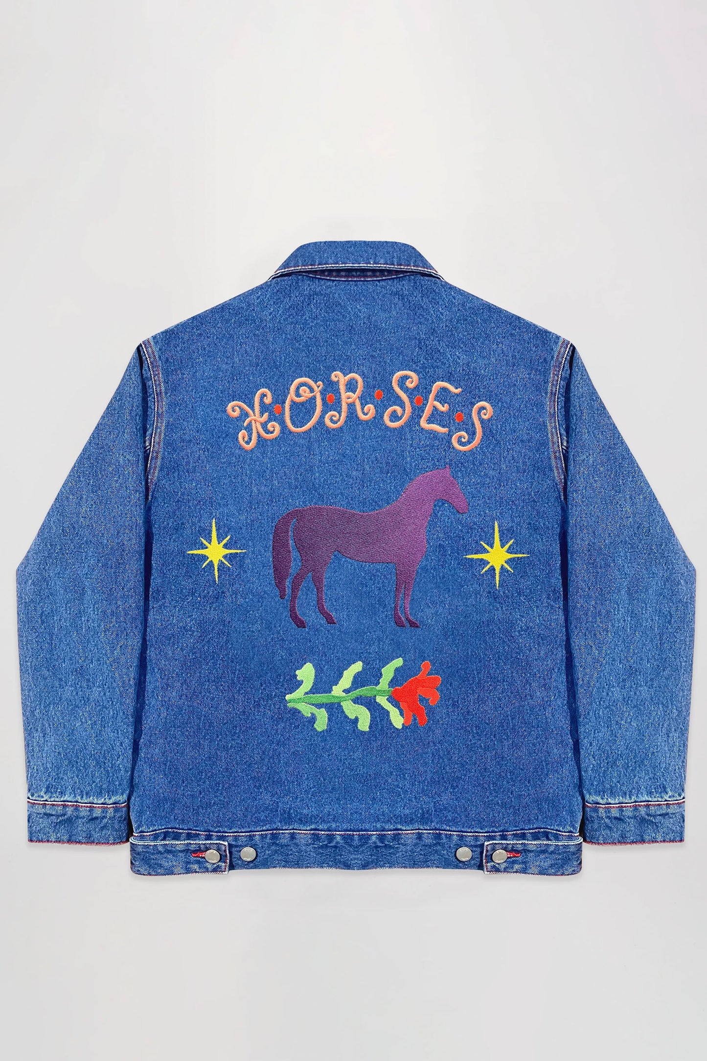 ENCRÉ Horses Blue Denim Jacket - Statement Piece for Men

