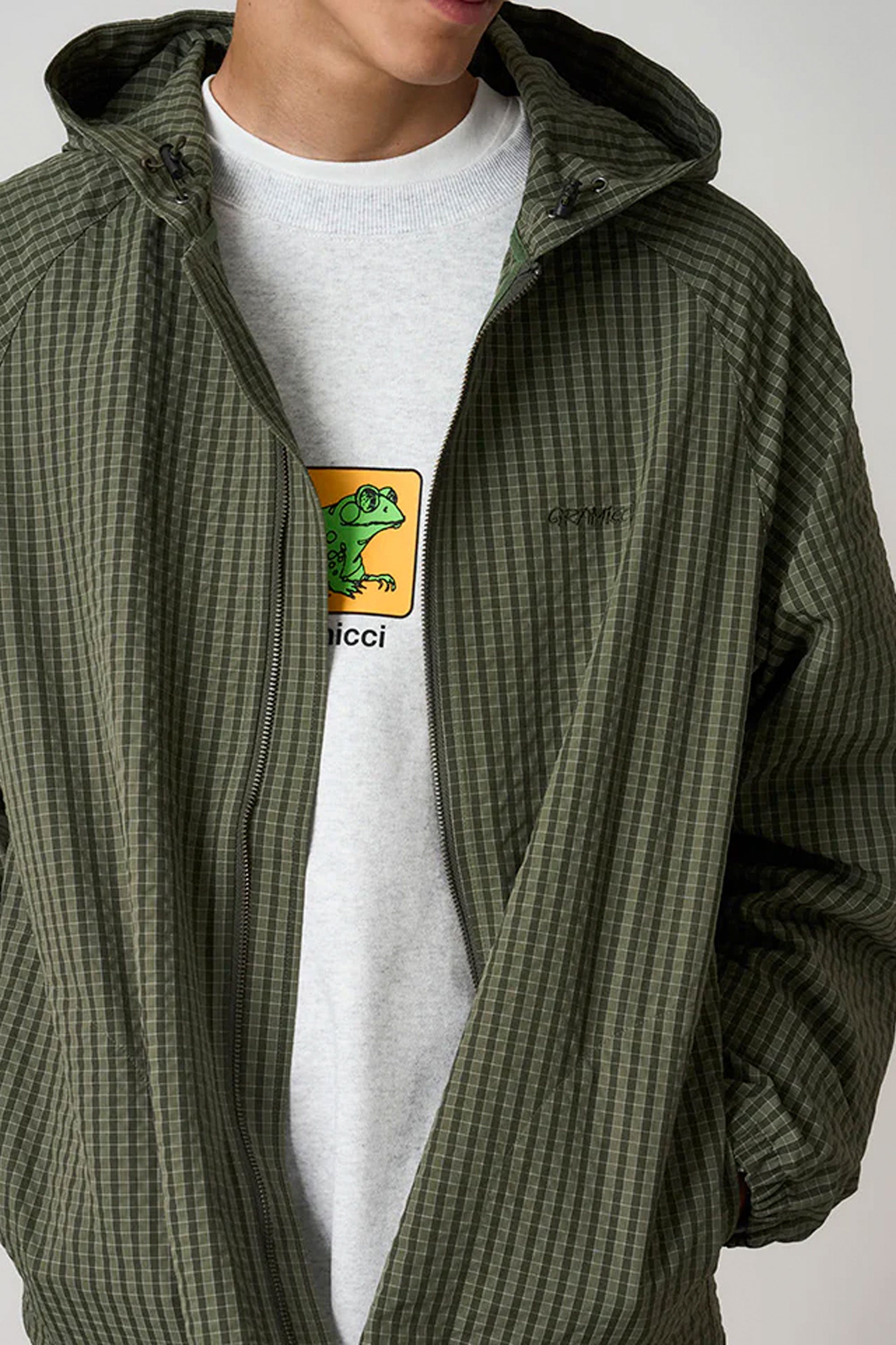 GRAMICCI NORTHSIDE PLAID HOODED JACKET OLIVE | Shop at PUKAS SURF SHOP