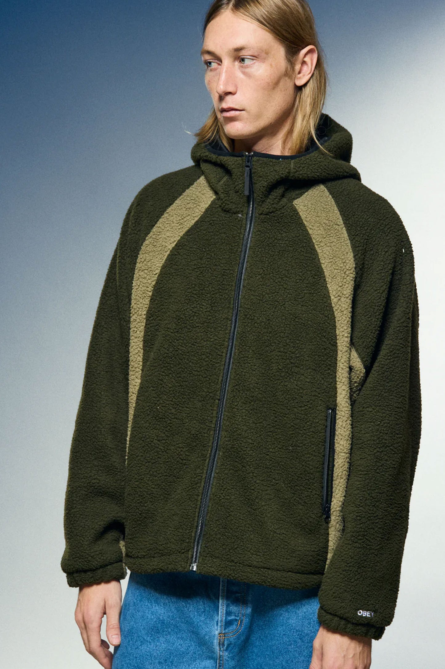 Obey Green and brown jacket with a hood Pukas Surf Shop