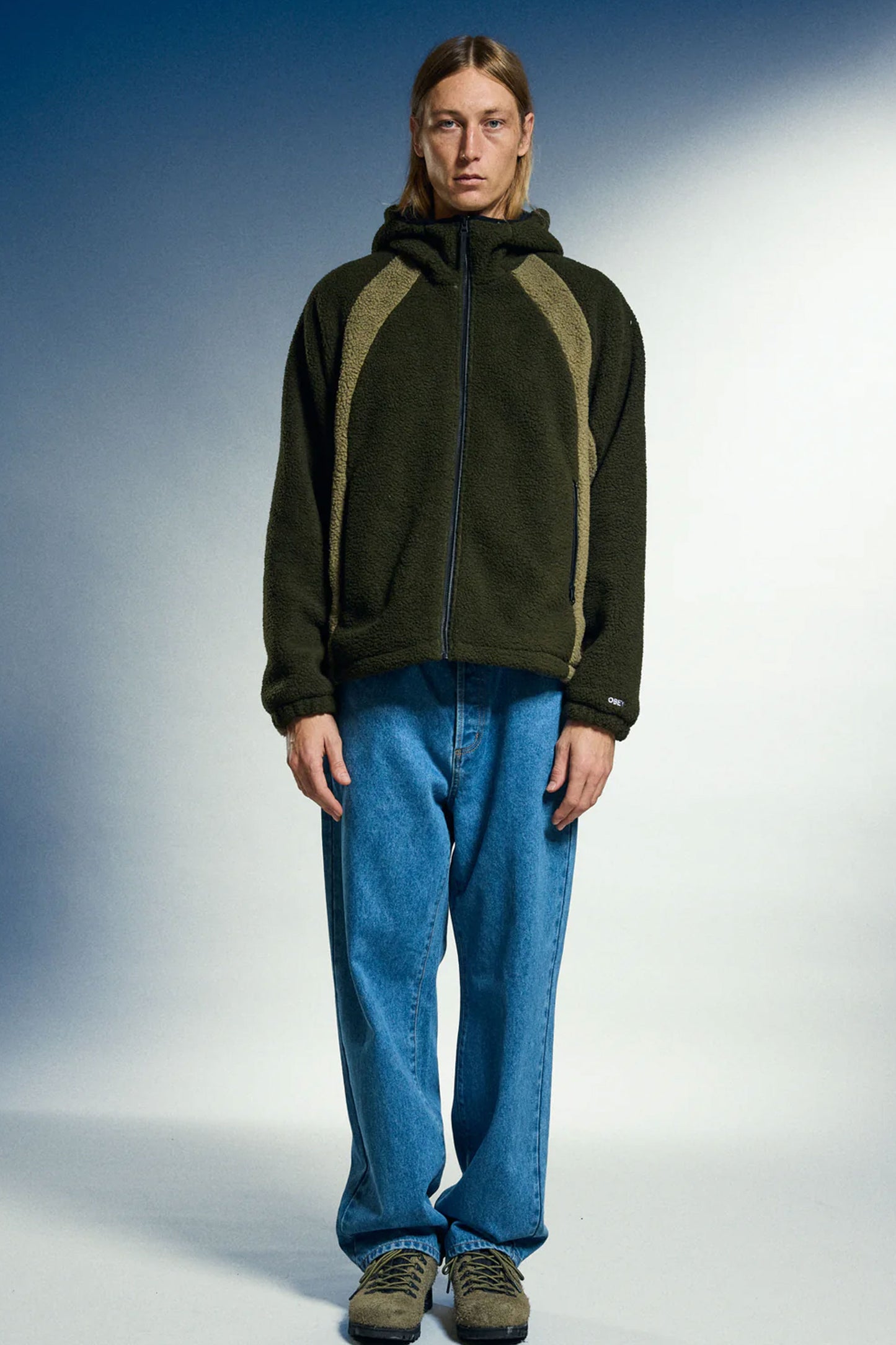 Obey Green and brown jacket with a hood Pukas Surf Shop