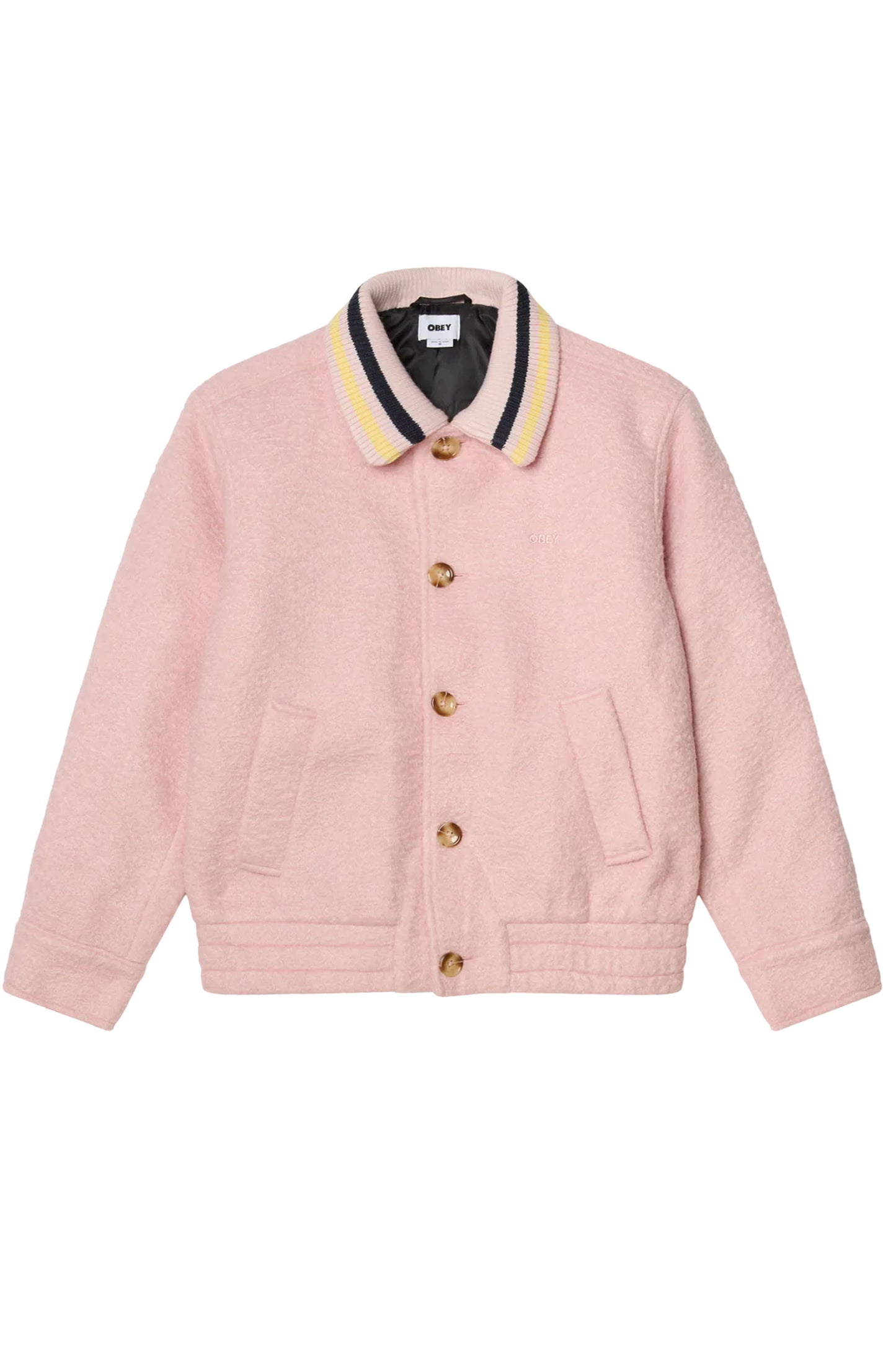Obey Pink jacket with a striped collar Pukas Surf Shop
