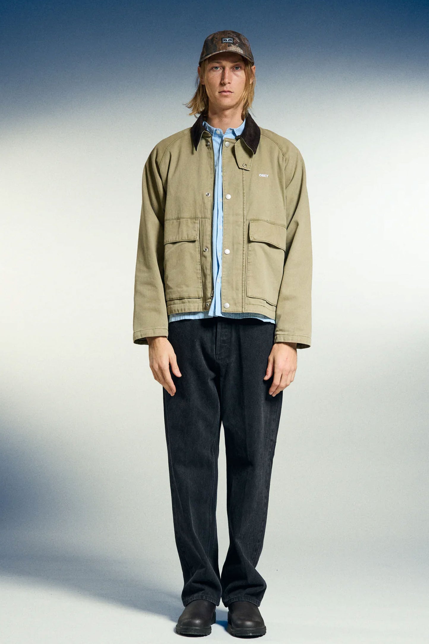 Obey beige jacket with a brown collar Pukas Surf Shop