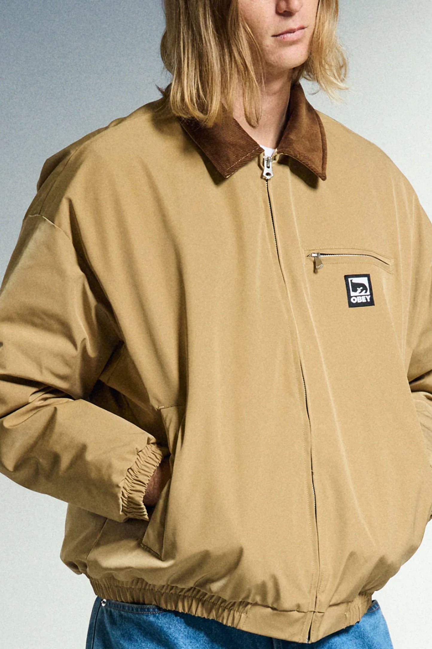 Vintage Beige bomber  with Obey logo Pukas Surf Shop