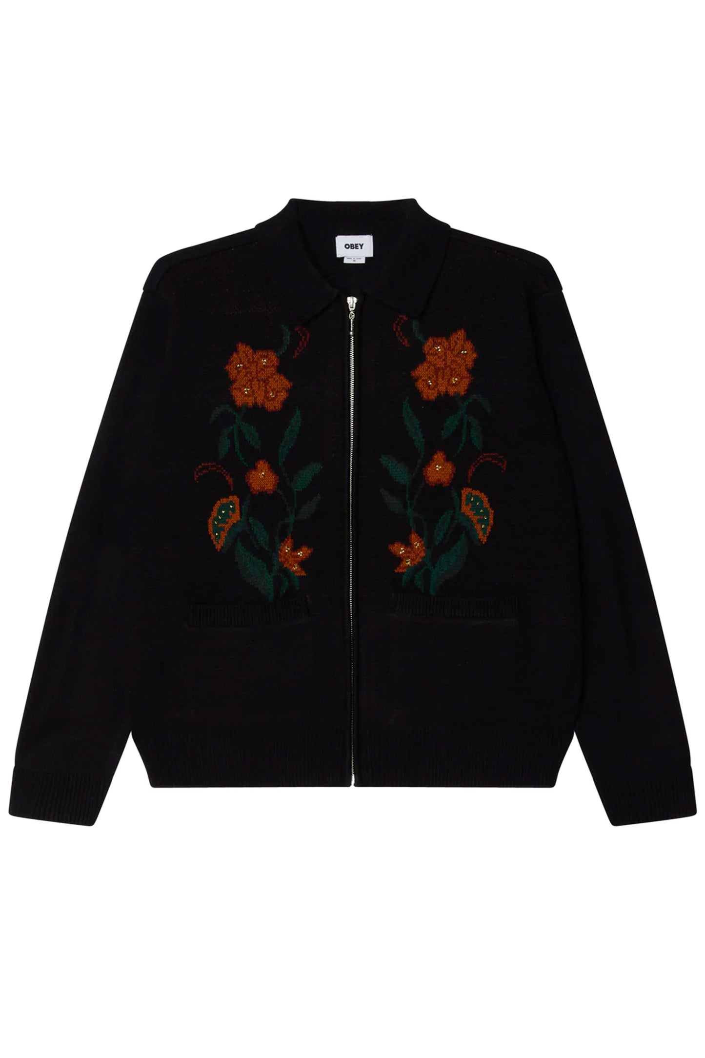 Pukas Surf Shop Man Jacket Obey Floral Zip Cardigan Black