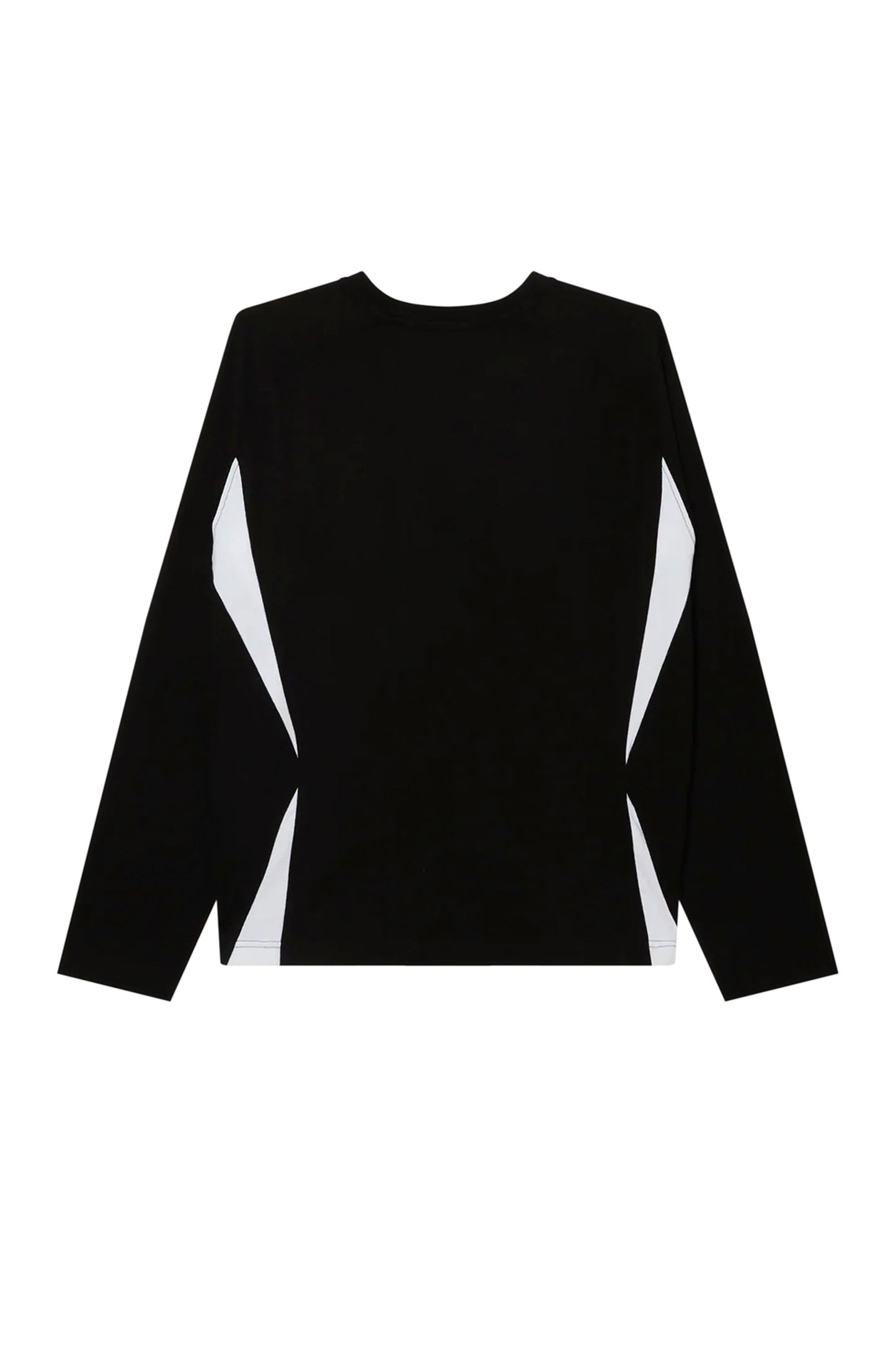 Black long-sleeve OBEY League Shirt with white geometric patterns on a white background