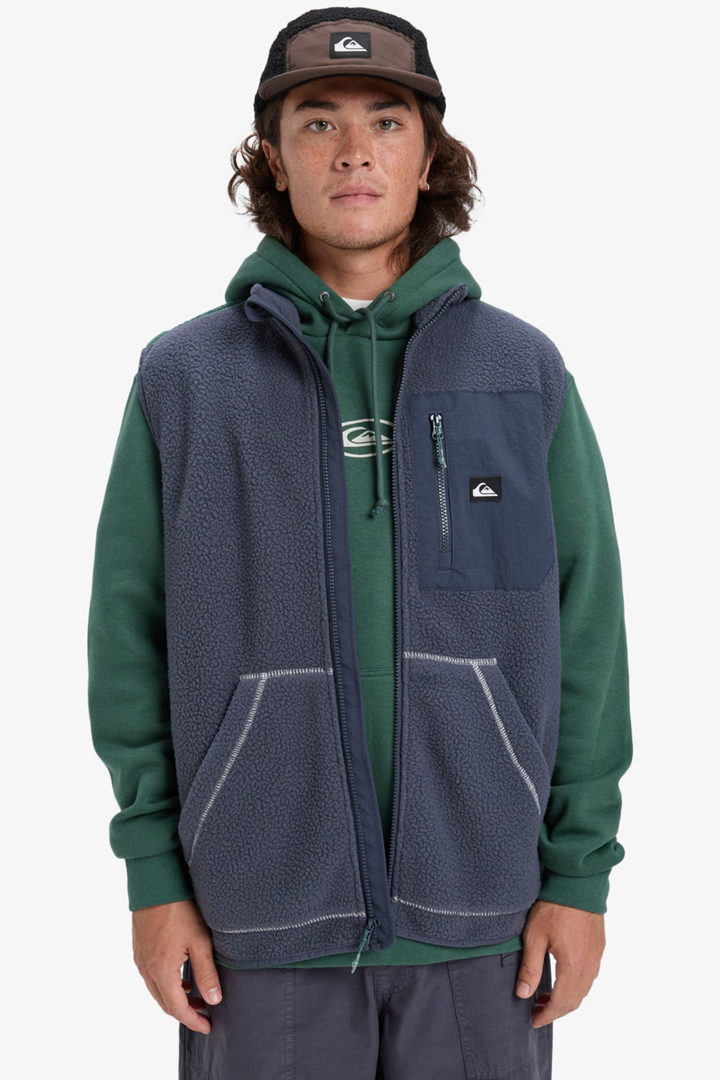 Pukas Surf Shop Quiksilver Clean Coast black fleece vest recycled fabric functional design