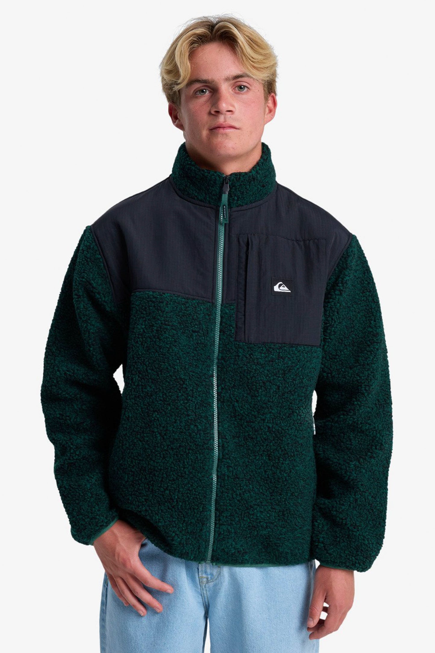 Pukas Surf Shop Quiksilver Shallow Water sherpa jacket trekking green relaxed style