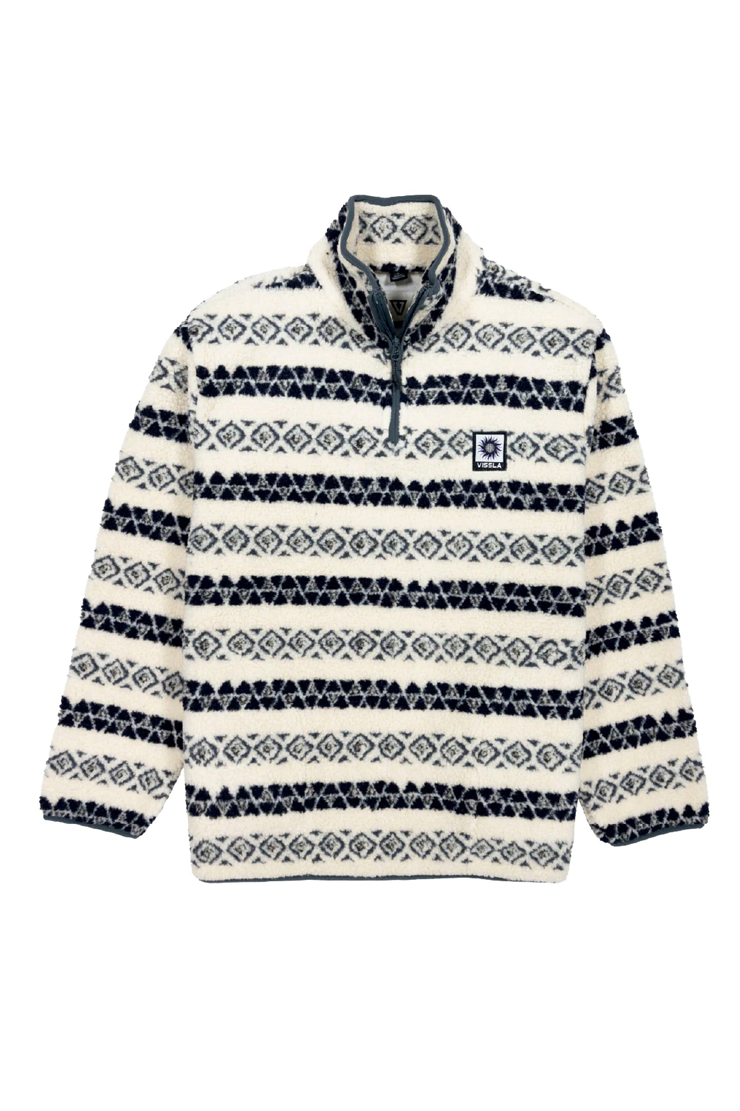 Vissla Pukas Surf Shop Hiking Ice Sherpa II Natural oversized sherpa fleece half-zip pullover