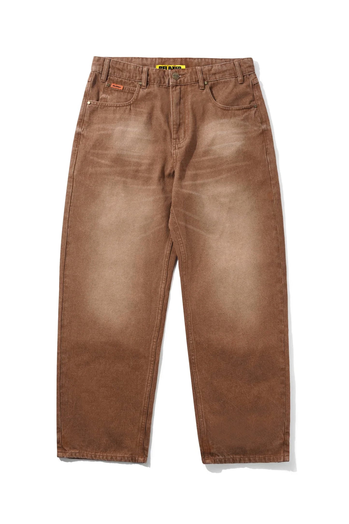 BUTTER Relaxed Denim Jeans distressed brown men's vintage jeans