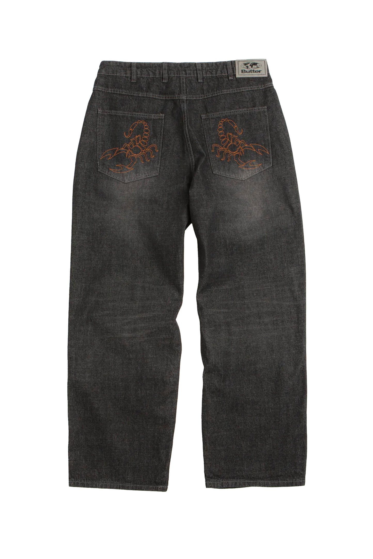 BUTTER Scorpion Stitch Denim Jeans slub black men's detailed jeans