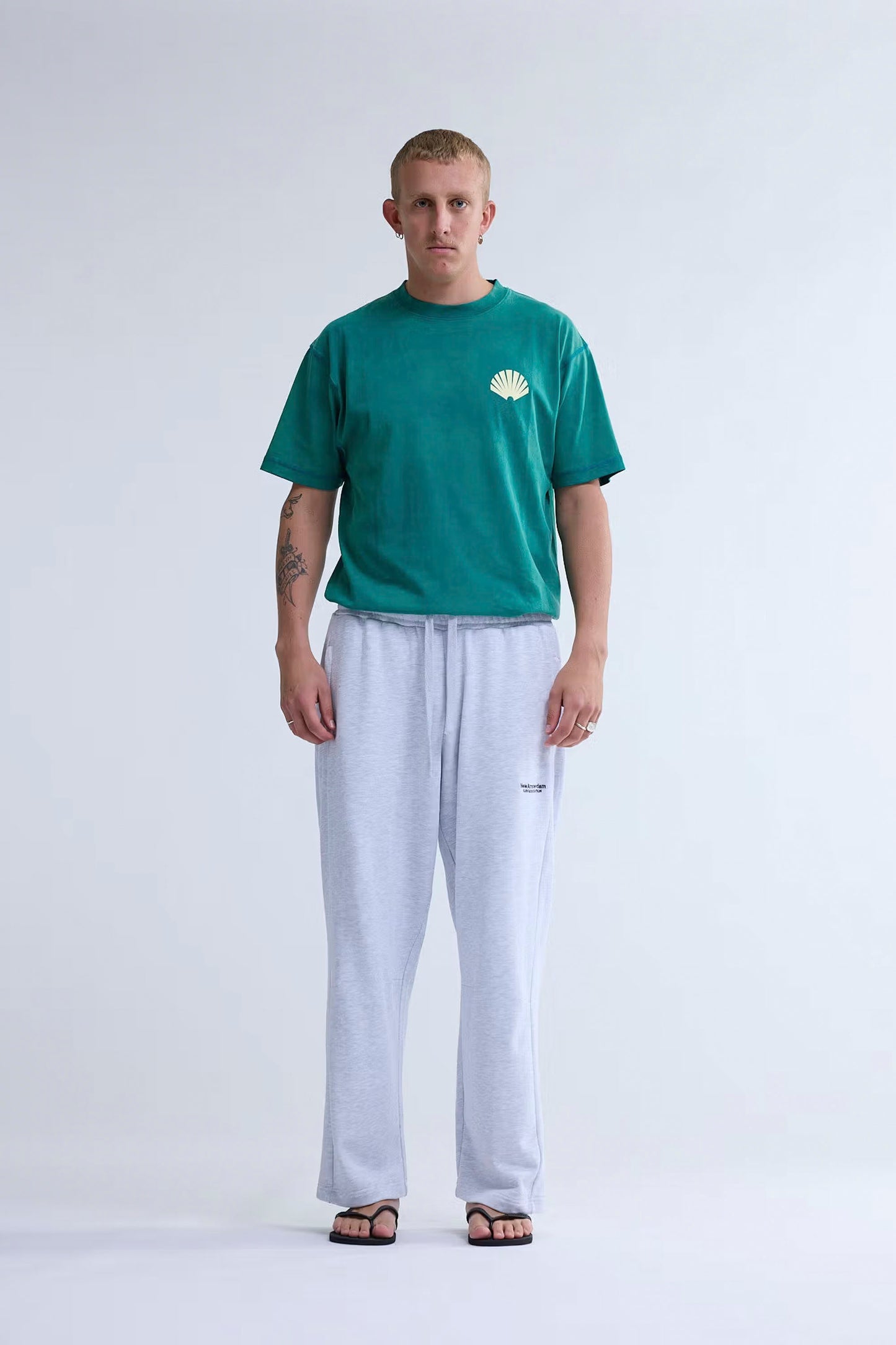 New Amsterdam Surf Association Flow Jogger in ash - front view showing relaxed fit and straight leg