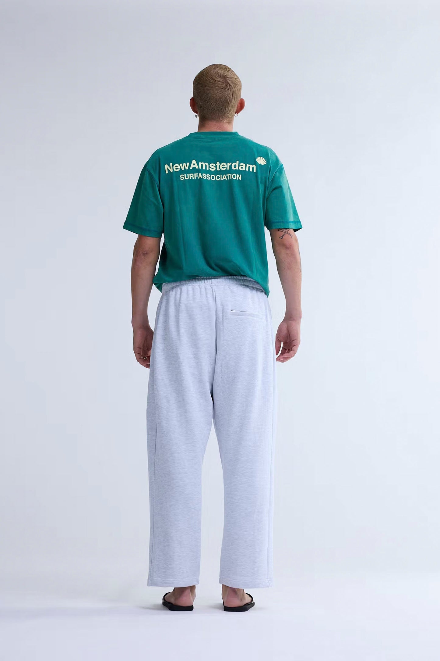 New Amsterdam Surf Association Flow Jogger in ash - back view with back pocket detail