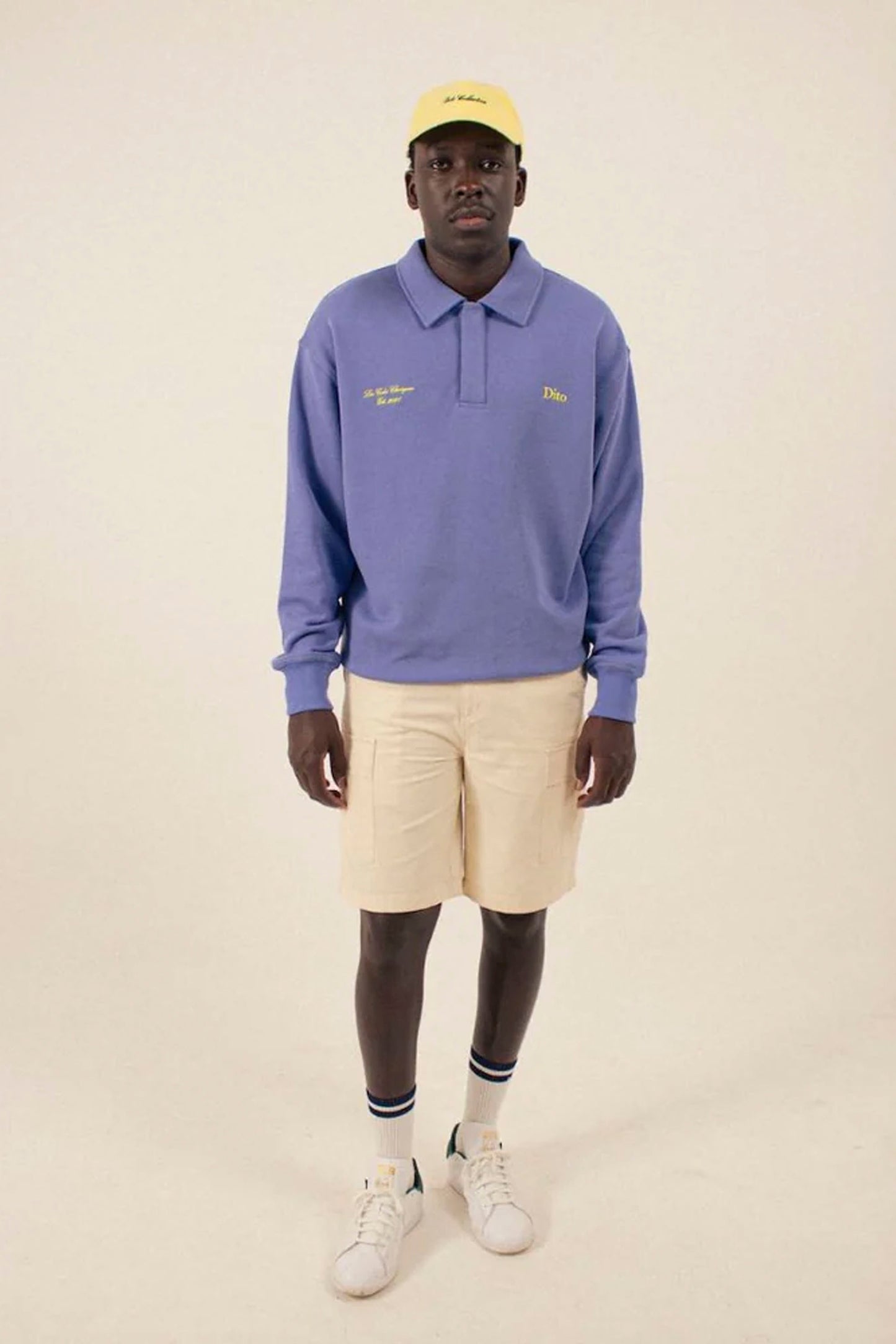 DITO COLLECTIVE After Glow Quarter Zip Polo cyan blue sportswear for men
