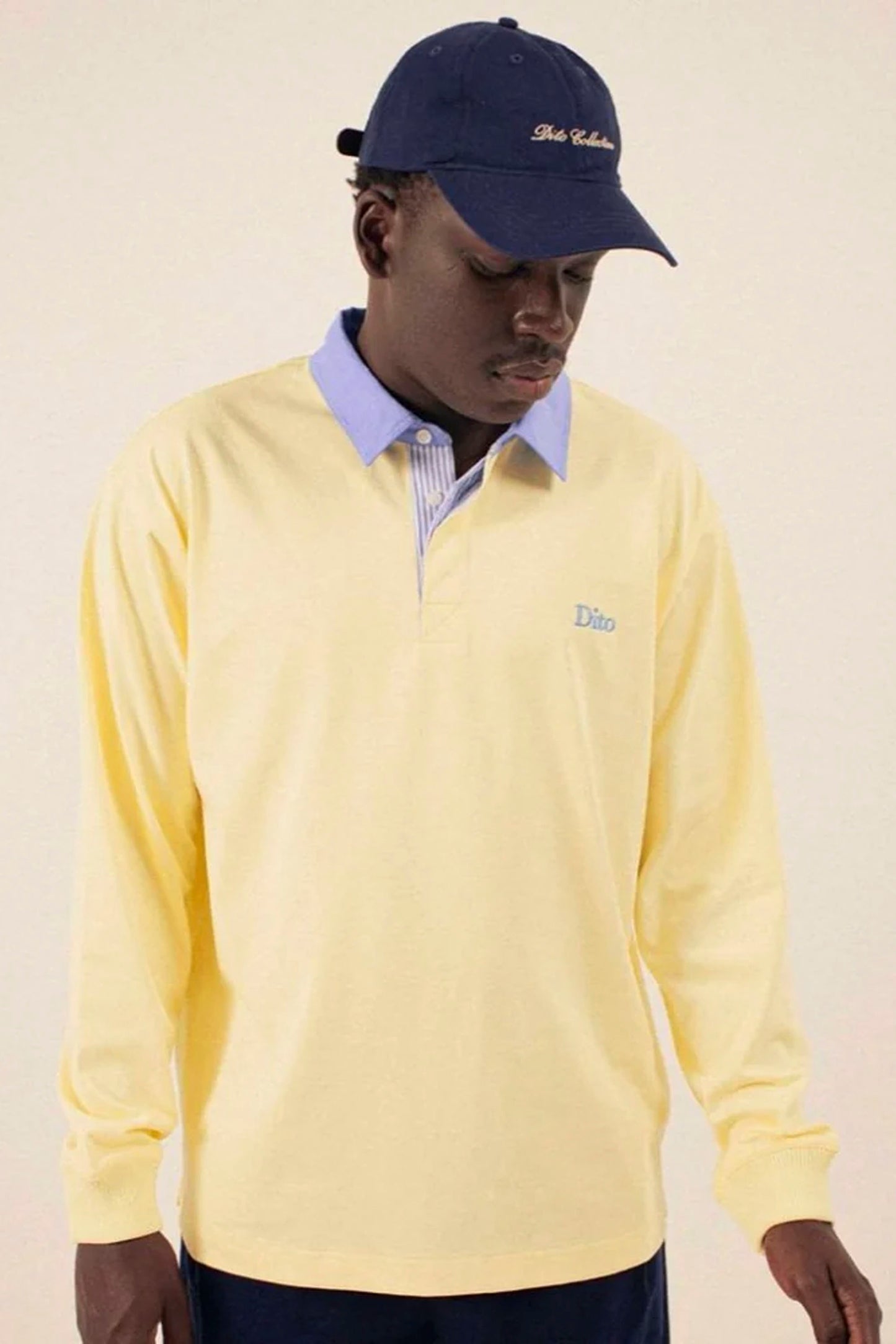 DITO COLLECTIVE Oxford Collar Polo light yellow preppy polo for men
