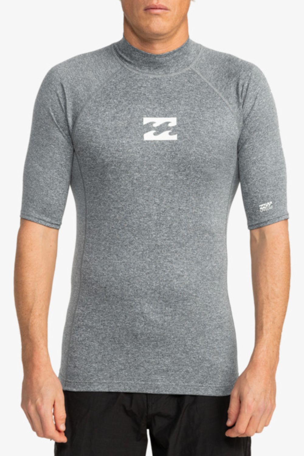 Billabong Waves All Day Short Sleeve Rashguard in Grey – Men's surf rashguard available at Pukas Surf Shop

