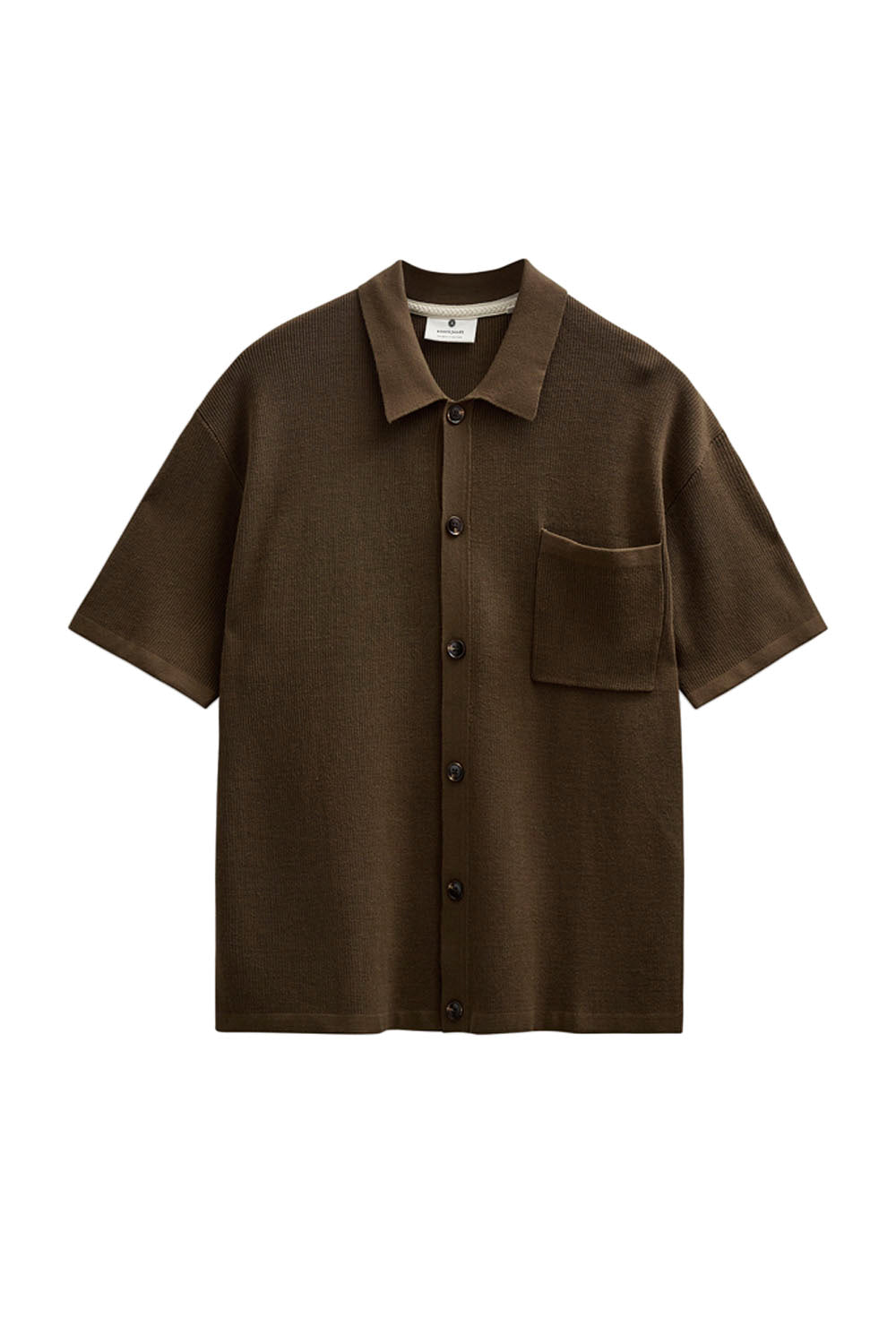 Anerkjendt Akvilhelm Needle Rib Knit shirt in Teak — men's fine-knit relaxed shirt, new arrival at Pukas Surf Shop