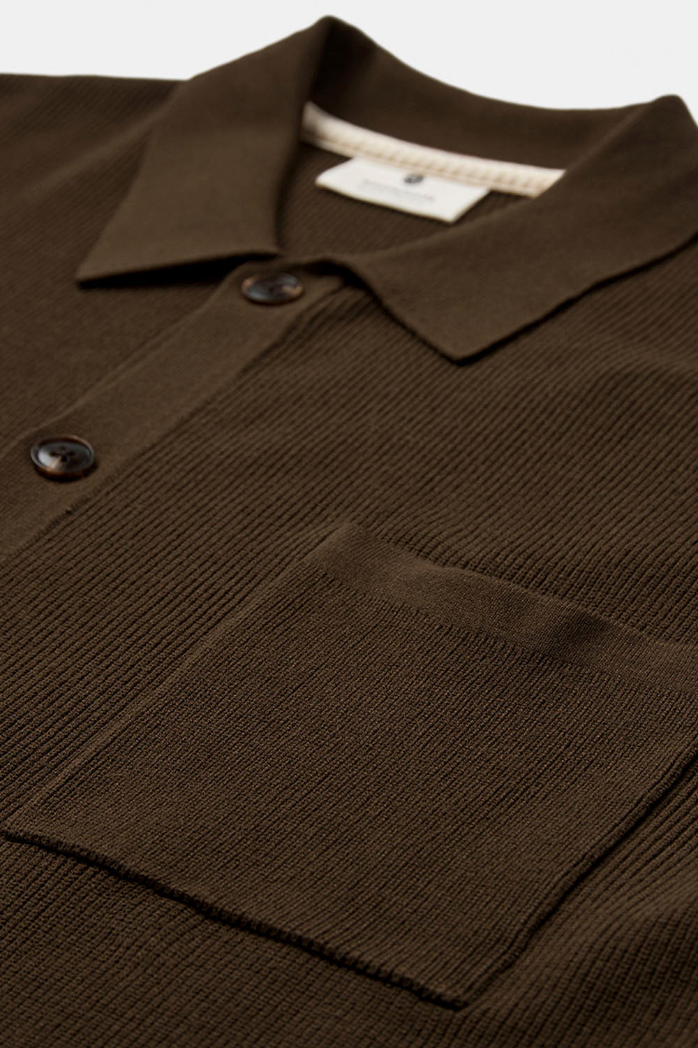 Anerkjendt Akvilhelm Needle Rib Knit shirt in Teak — men's fine-knit relaxed shirt, new arrival at Pukas Surf Shop