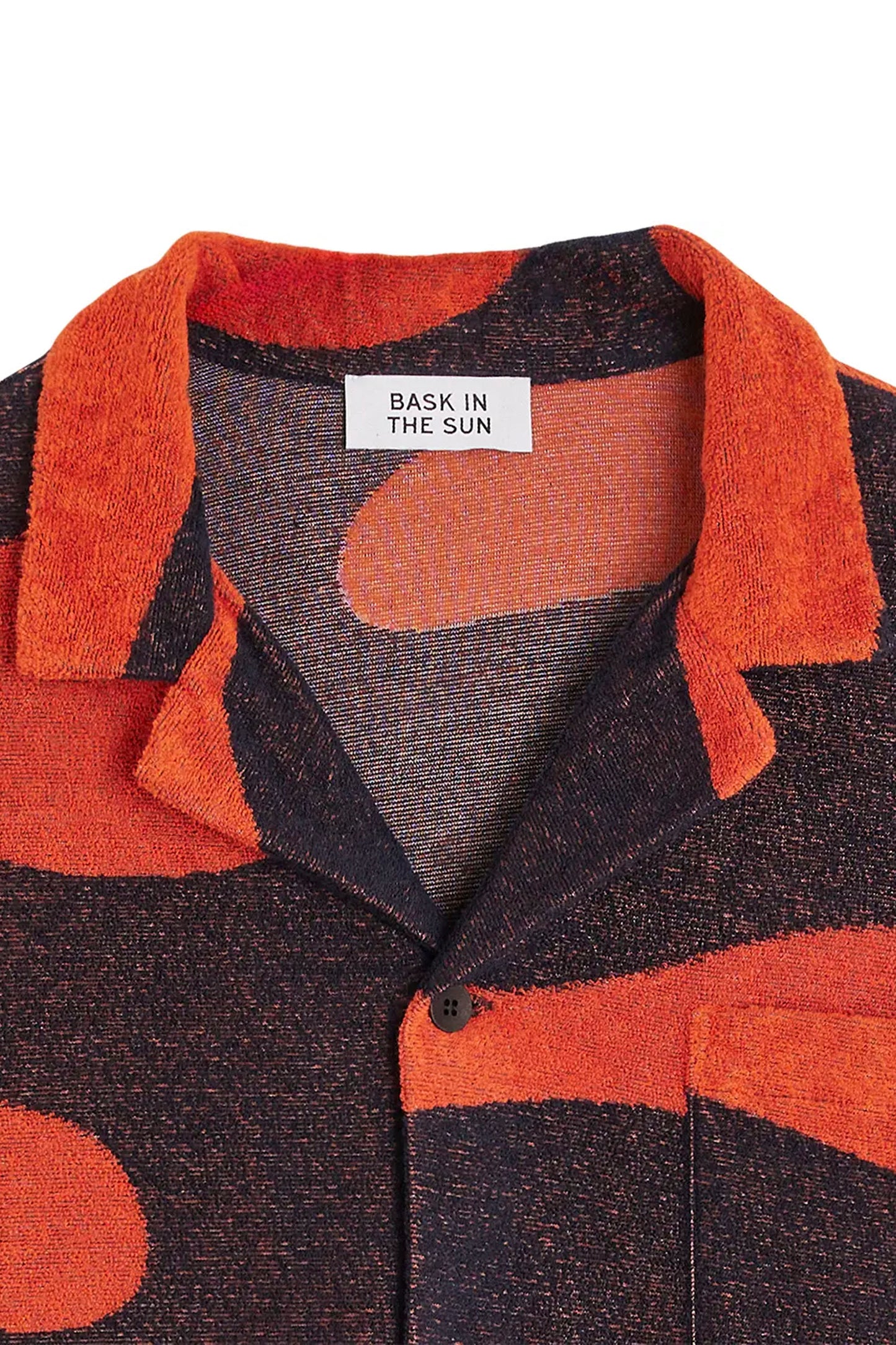 Bask In The Sun Borja Shirt in Midnight – organic cotton terry men's shirt, detail view | Pukas Surf Shop
