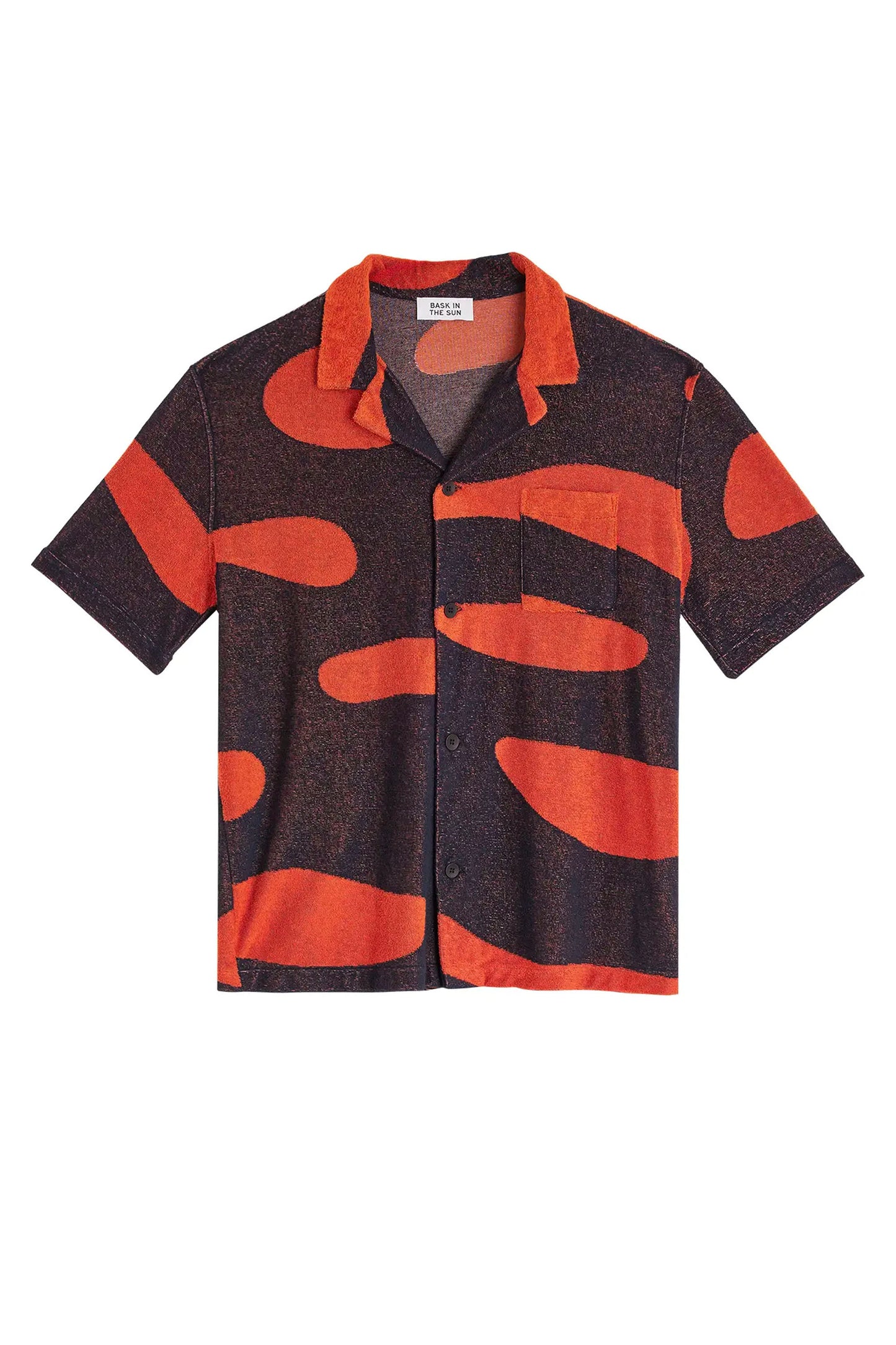 Bask In The Sun Borja Shirt in Midnight – organic cotton terry men's shirt, front view | Pukas Surf Shop