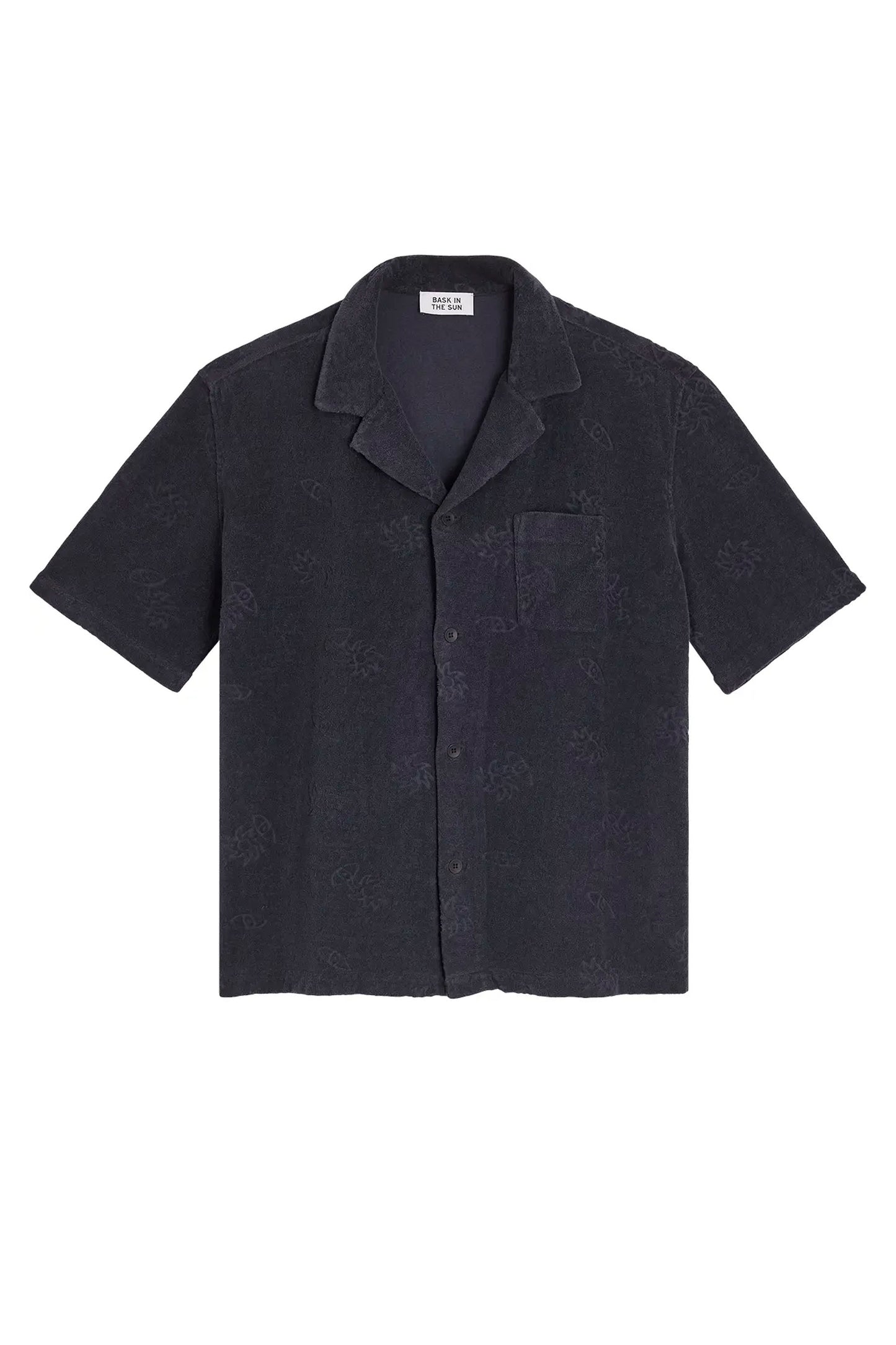 Bask In The Sun Dabi Shirt in Midnight – organic cotton terry men's shirt, front view | Pukas Surf Shop