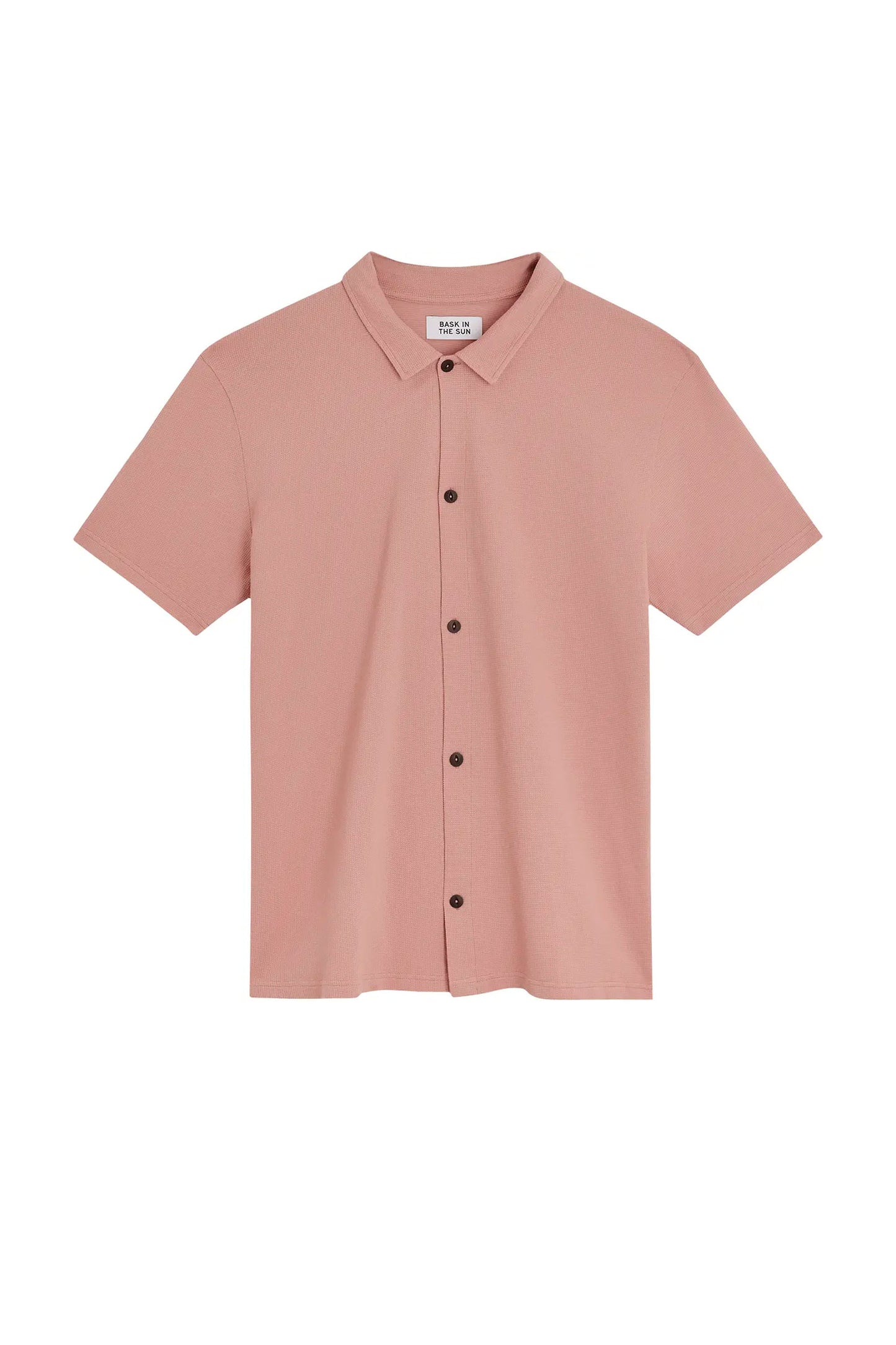 Bask In The Sun Leikio Shirt in Flamingo – honeycomb texture shirt for men, front view | Pukas Surf Shop