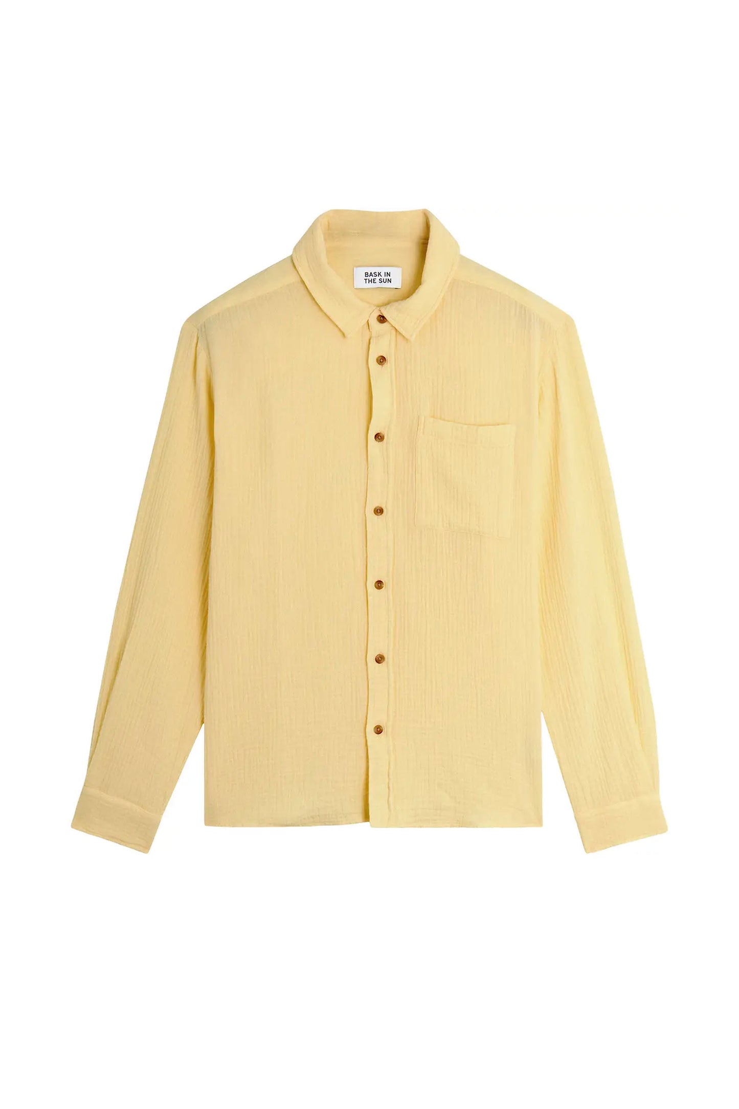 Bask In The Sun Oihana Shirt Pollen — front view, lightweight cotton gauze summer shirt