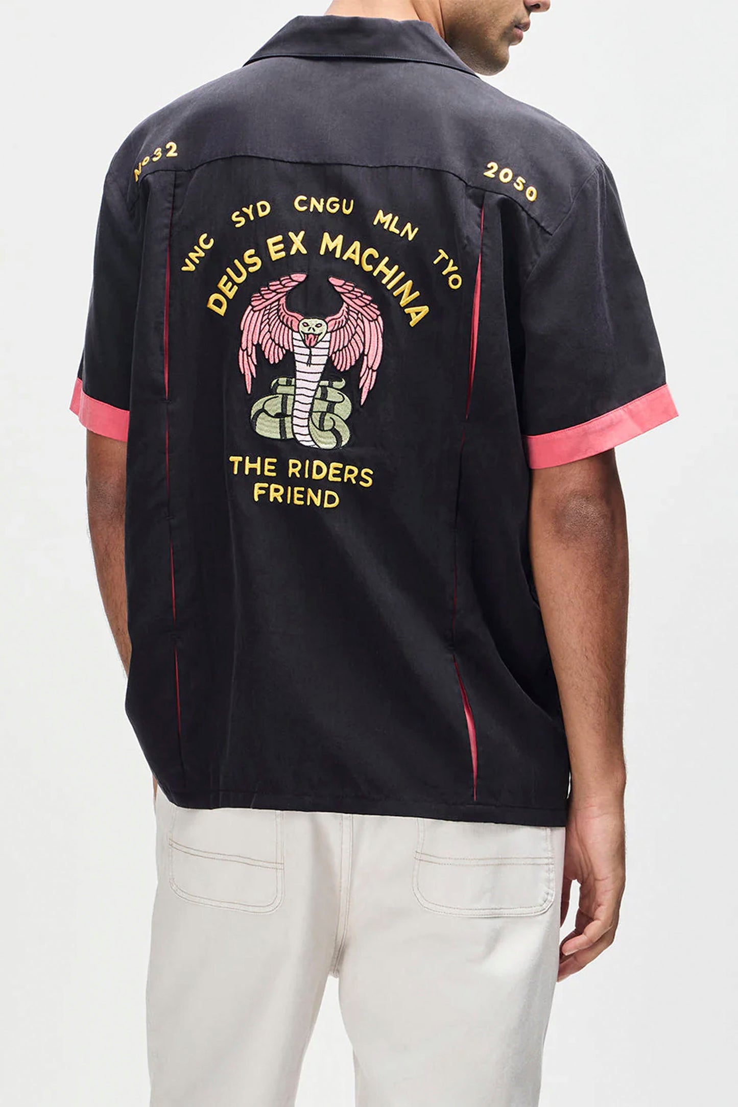 Deus Hissterical Bowling Shirt in Black, men's retro lifestyle shirt at Pukas Surf Shop