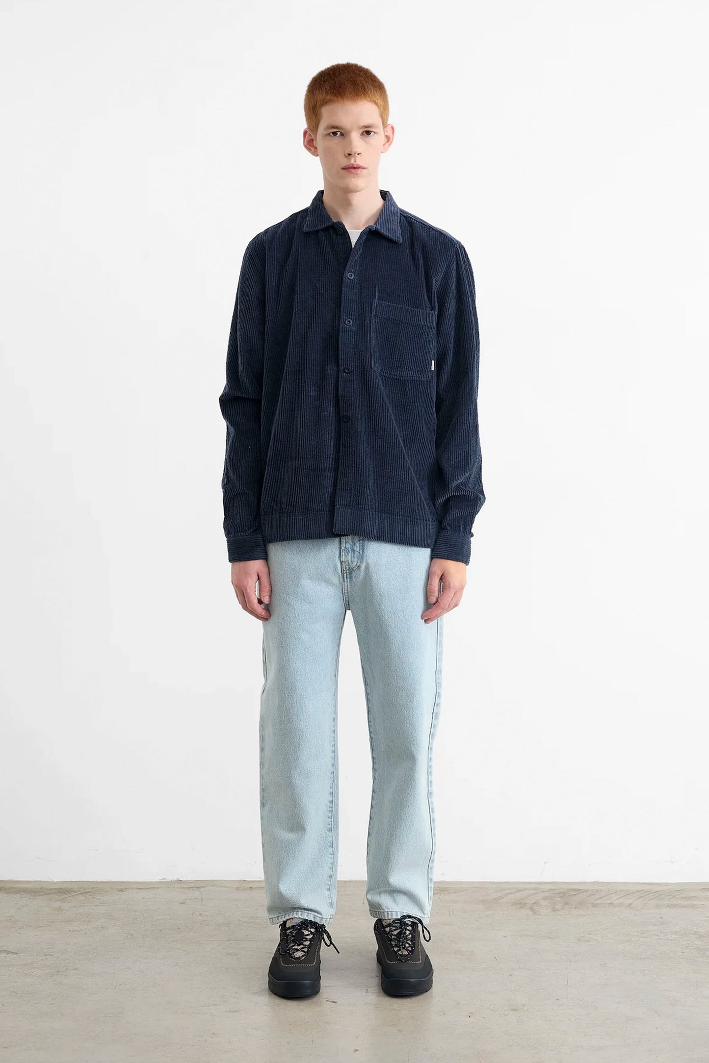 Pukas Surf Shop Edmmond Studios Jorge Shirt Plain Navy corduroy overshirt relaxed fit