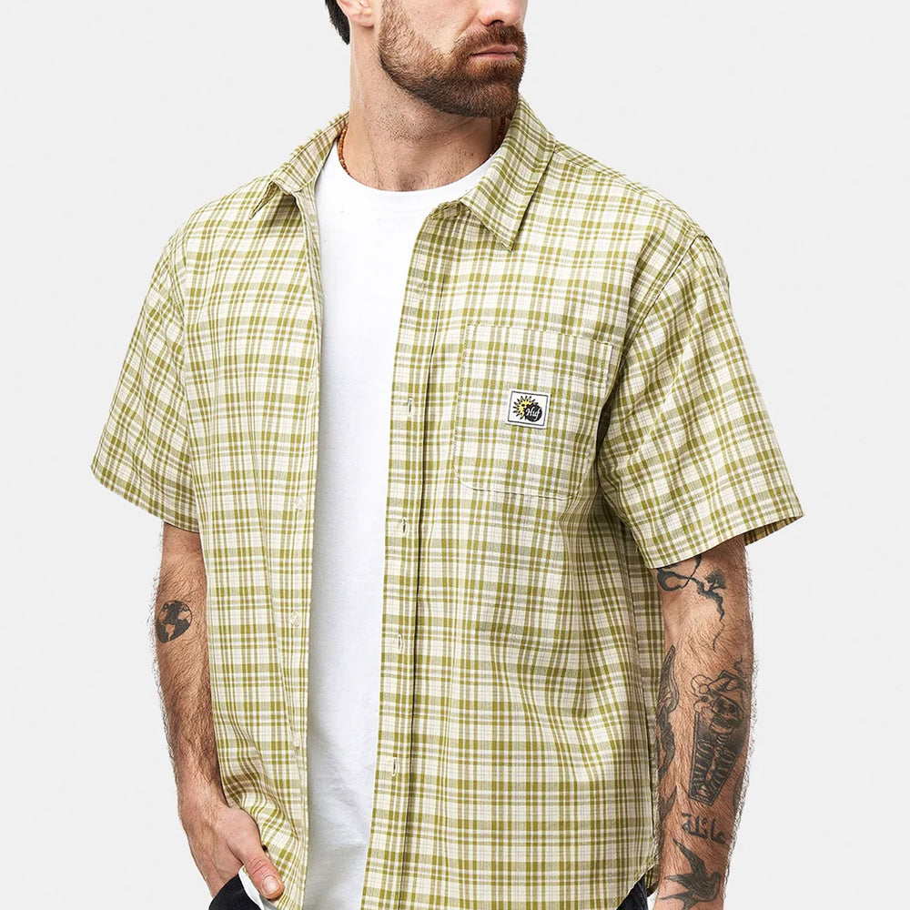 Pukas Surf Shop Man Shirt HUF Total Eclipse Plaid Mustard