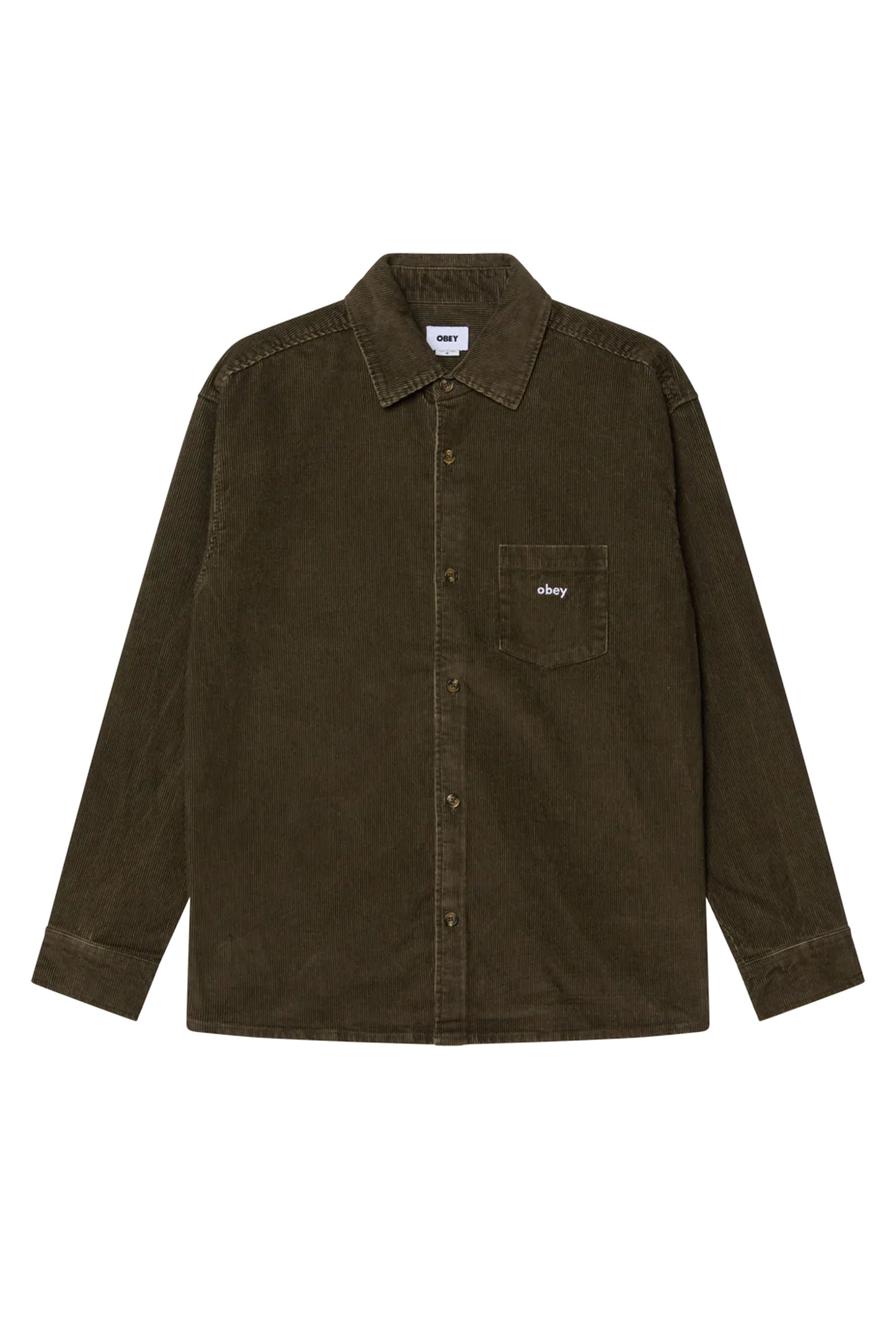 Obey corduroy shirt black olive faded wash man Pukas Surf Shop