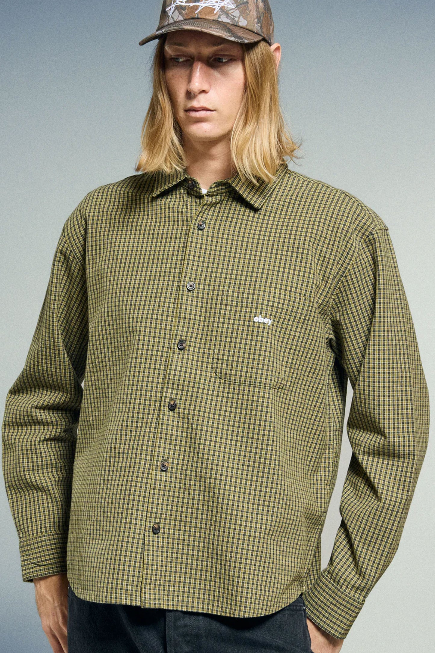 Pukas Surf Shop Man Shirt Obey Jimmy Woven Rosin Multi
