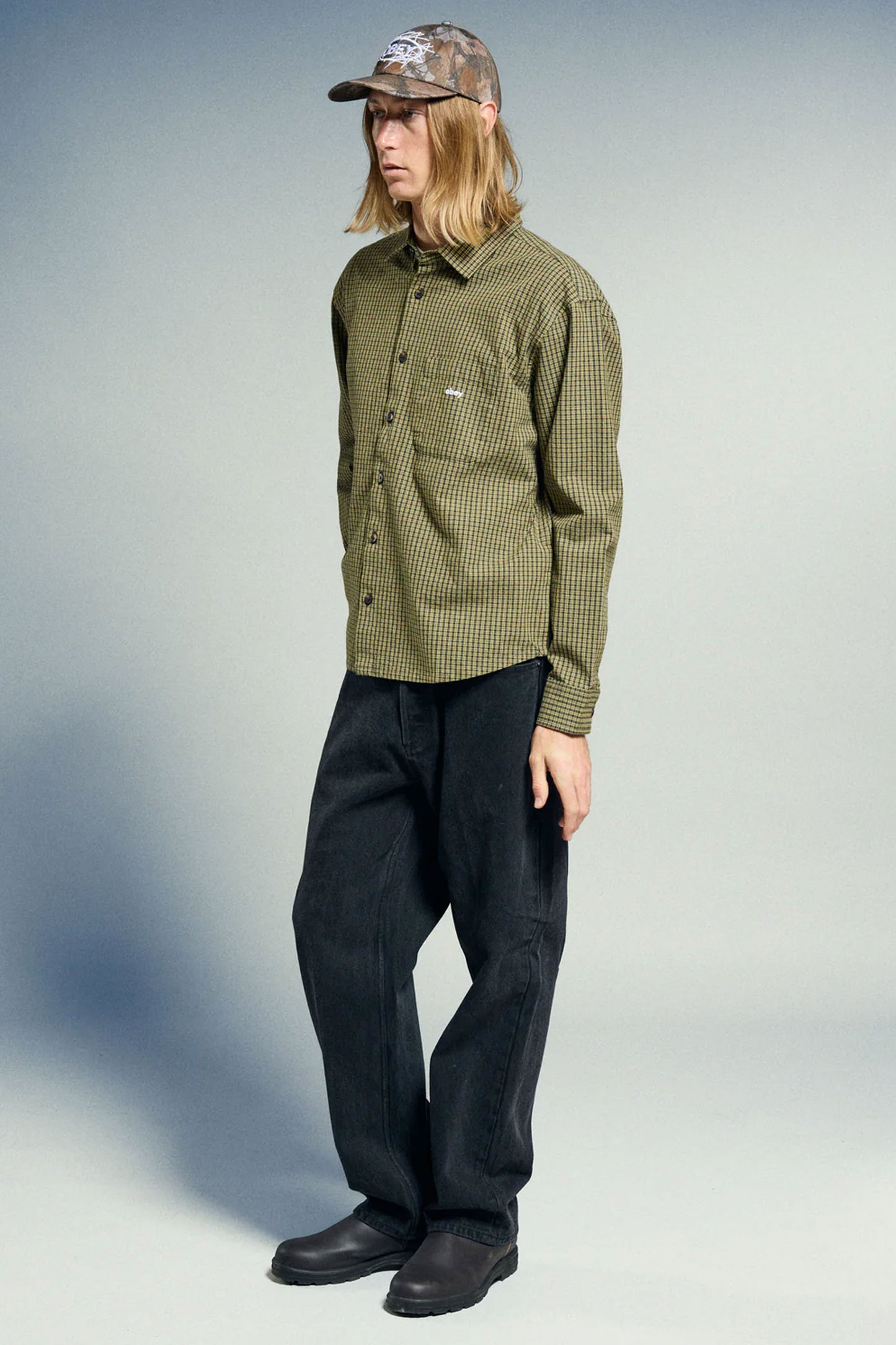 Pukas Surf Shop Man Shirt Obey Jimmy Woven Rosin Multi