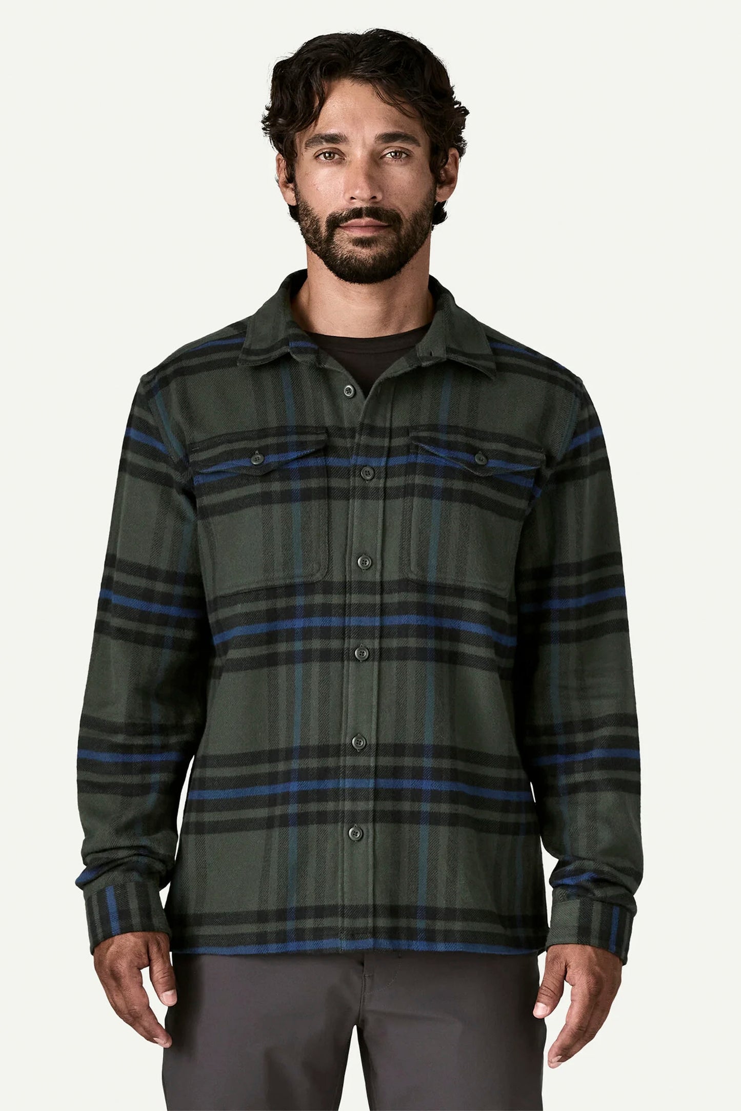 Pukas Surf Shop Patagonia cotton flannel shirt in Old Growth Green