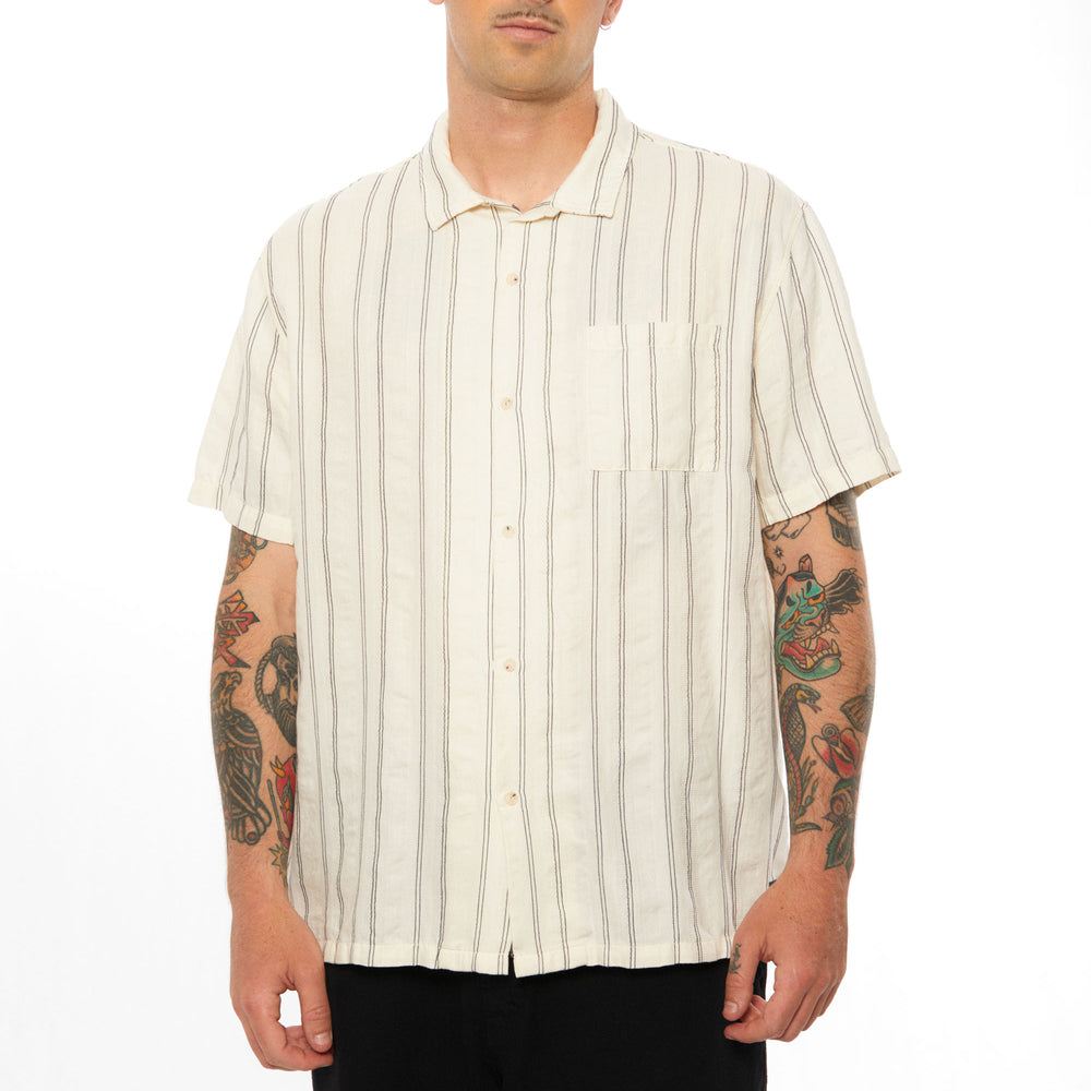 Pukas Surf Shop Man Shirt Pukas Clothing Linen Stripes Shirt Cream