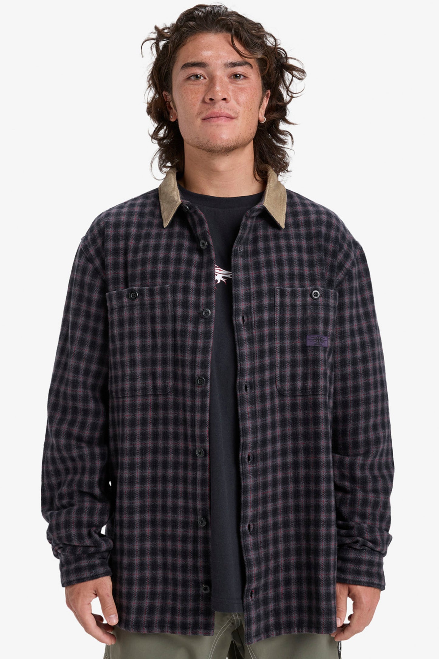 Pukas Surf Shop Quiksilver desert sand check long-sleeve shirt relaxed fit casual style