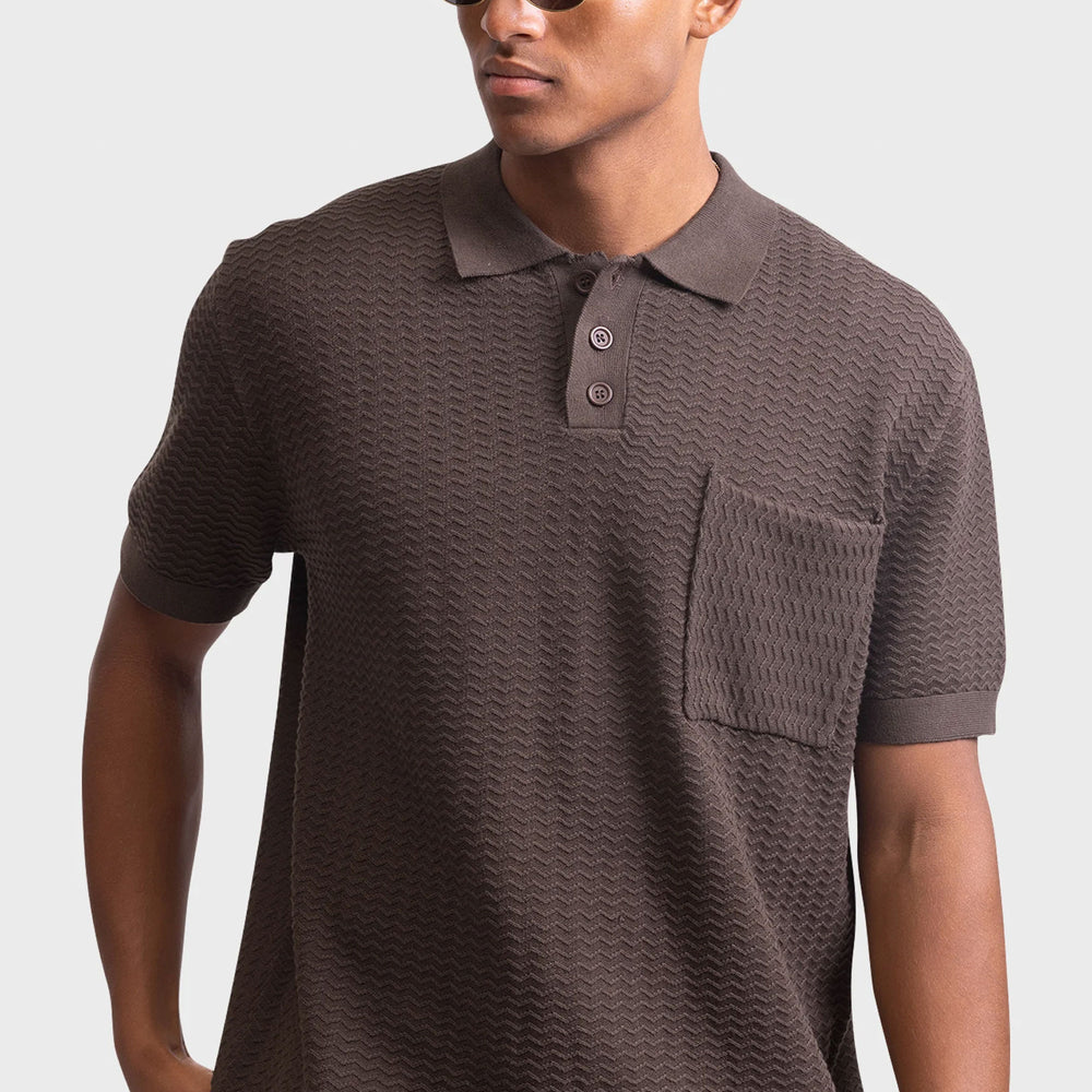 Pukas Surf Shop Man Shirt Redefined Rebel Fernando Knit Polo Turkish Coffee