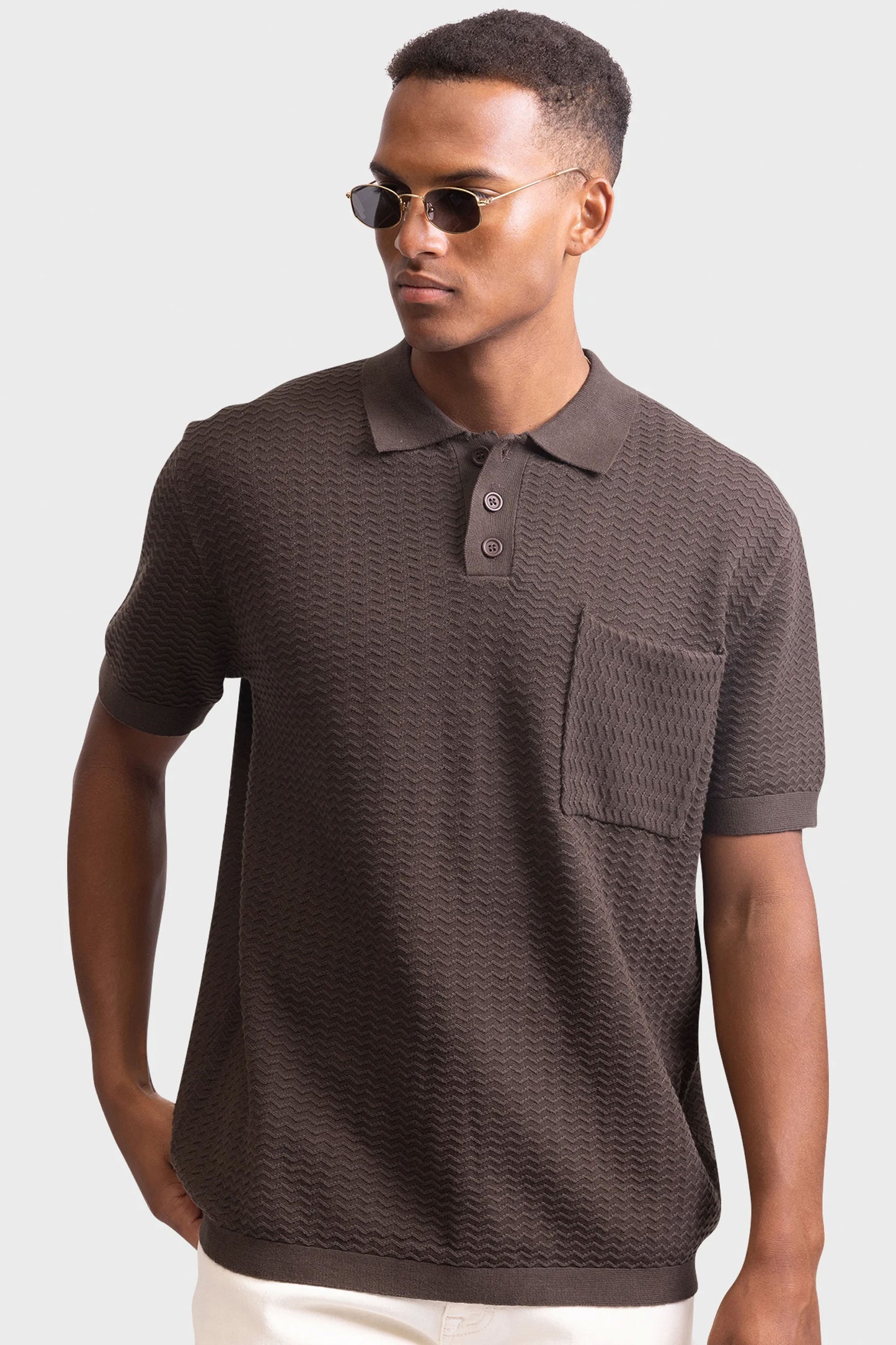 Pukas Surf Shop Man Shirt Redefined Rebel Fernando Knit Polo Turkish Coffee