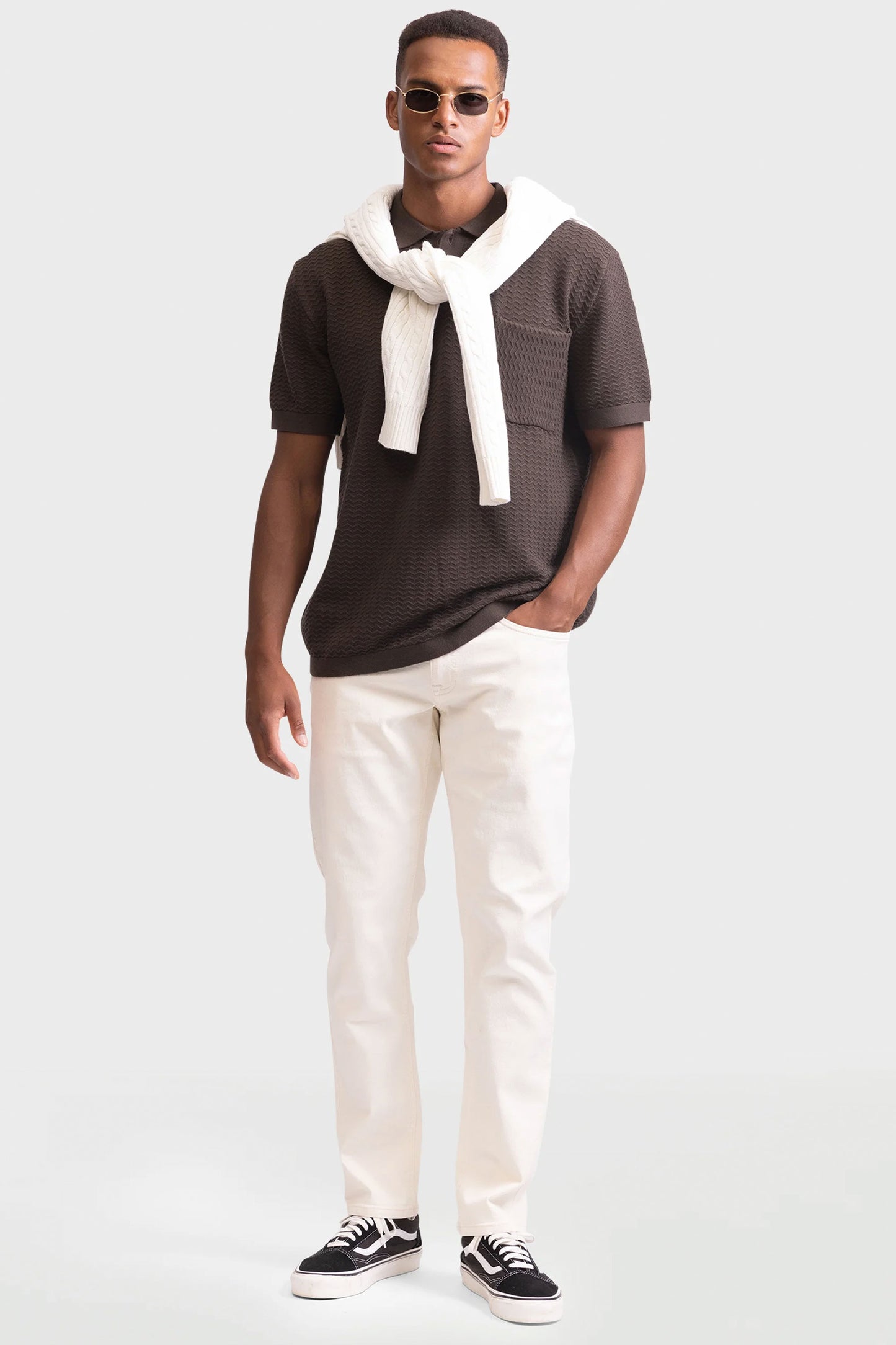 Pukas Surf Shop Man Shirt Redefined Rebel Fernando Knit Polo Turkish Coffee